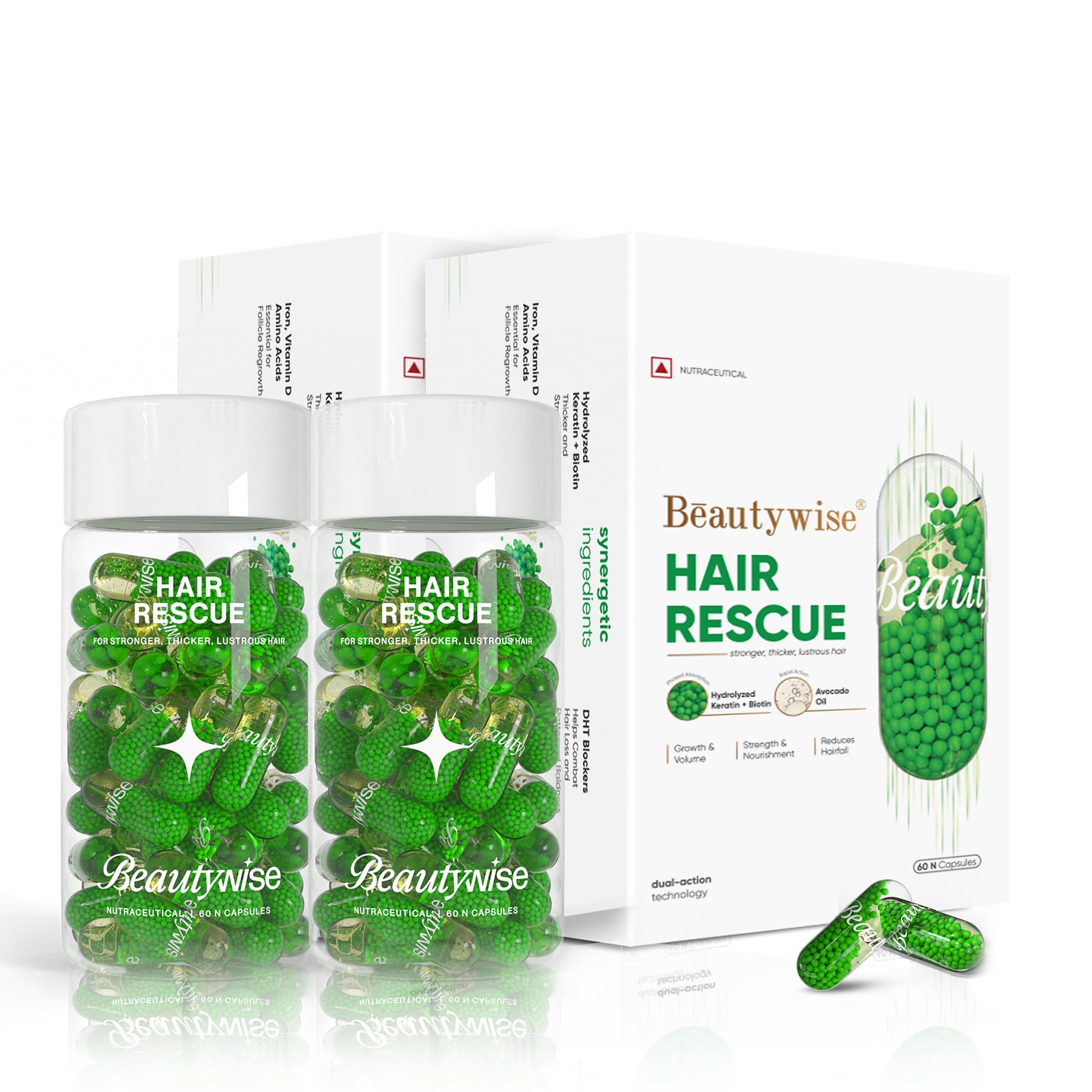 Beautywise Hair Rescue |Biotin & Keratin | Hair Aminos, Vitamins, DHT Blocker for Hairfall Control & Growth |Shine, Anti Hair Fall & Breakage supplement (120 capsules) (B0C463R4G8) Amazon Price History, Amazon Price Tracker