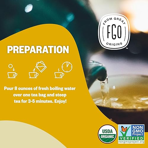 Vista 363 de FGO Té de menta orgánico, 100 unidades, bolsitas de té ecológicas, sin cafeína, el embalaje puede variar (paquete de 1)