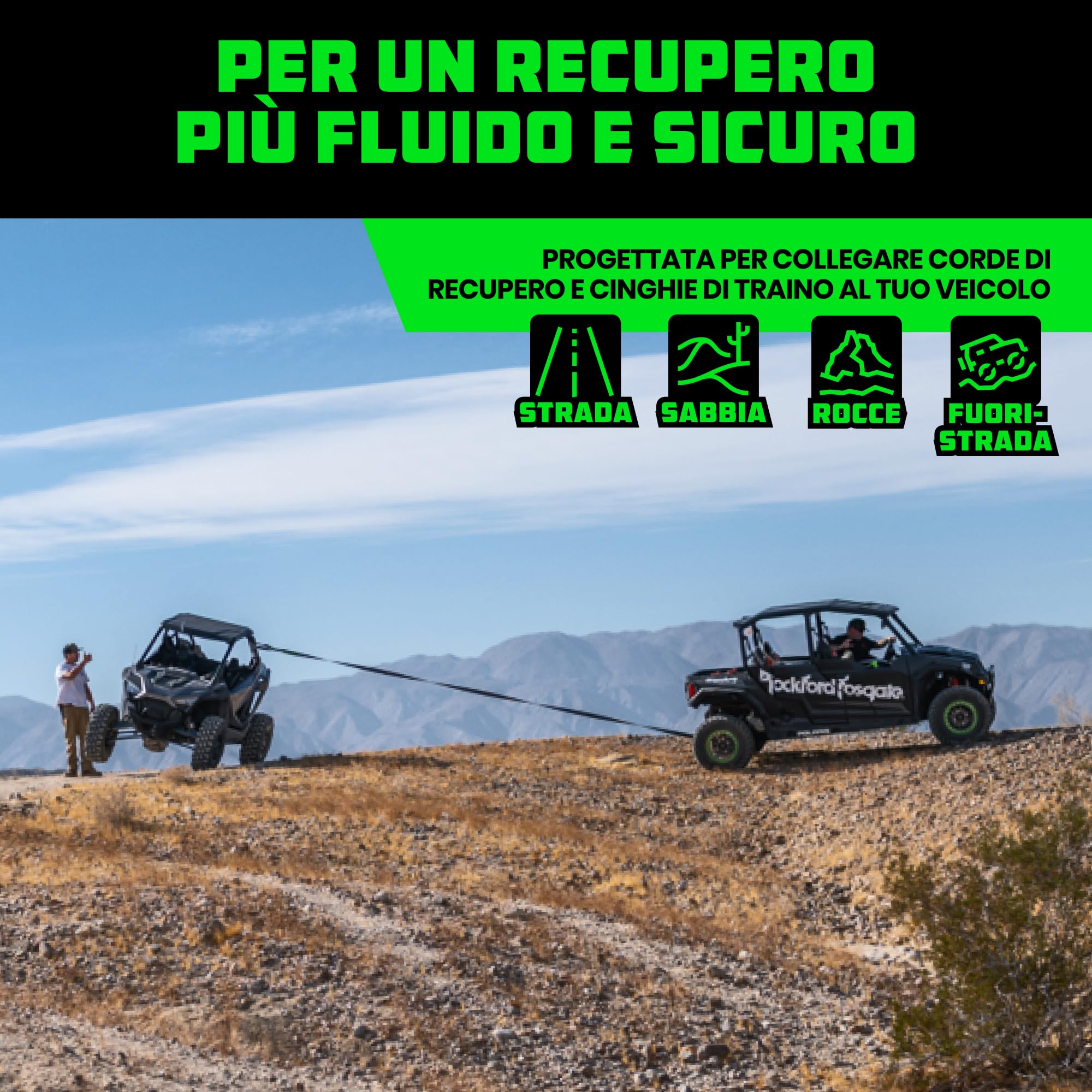 Rhino USA Corda Sintetica con Grillo Morbido (2-Pack) – 1 cm x 56 cm (14.243 kg resistenza alla rottura) - Kit di recupero fuoristrada per camion, UTV, ATV - Compatibile con Jeep, Toyota, Ford e altro