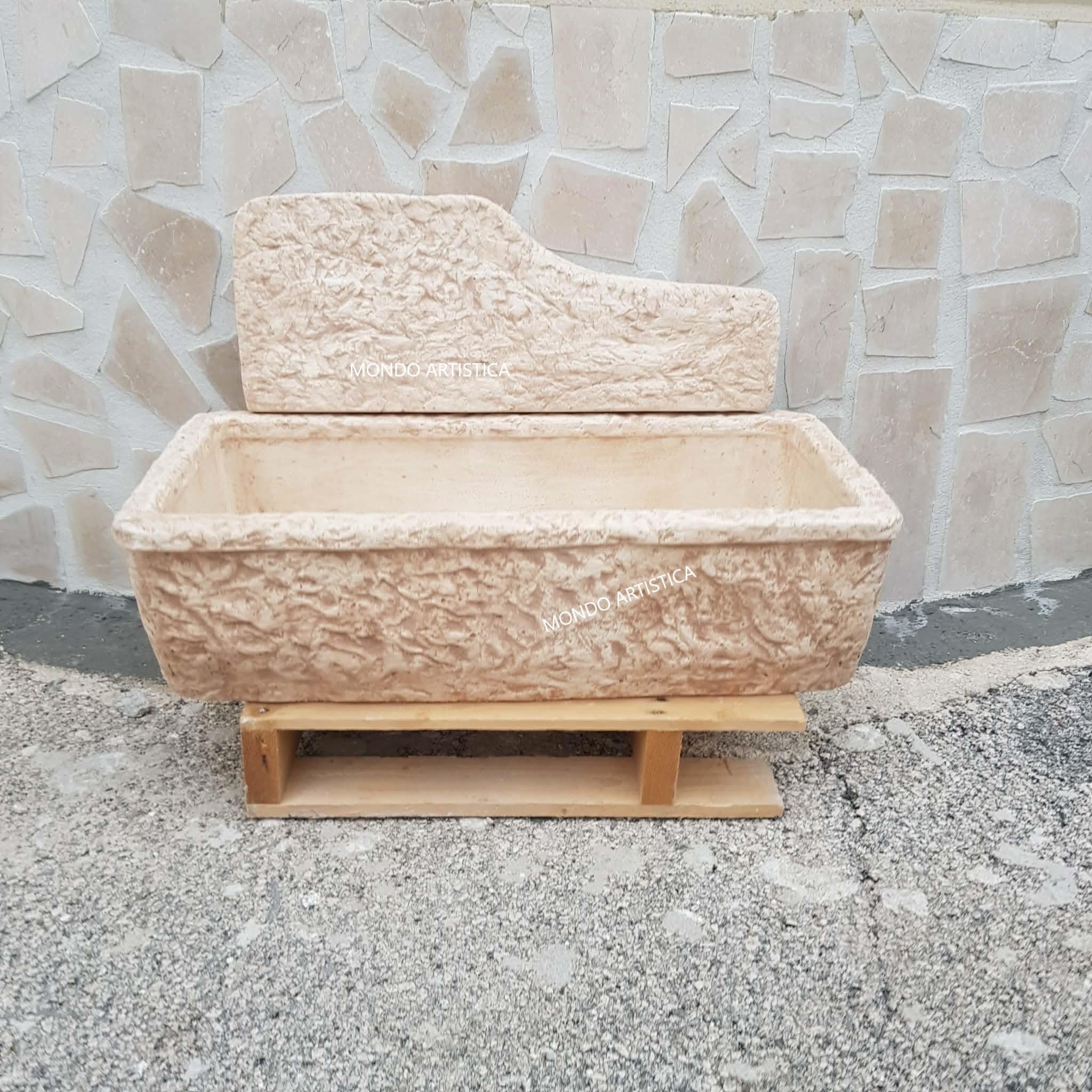 Lavello Lavandino In Cemento, Lavabo, Fontana, Vasca Unica Larghezza 80X40 Altezza 48 CM - Per Esterno Da Giardino Colore Sfumato rosa antico