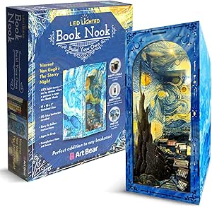 DIY Book Nook Kit - Bookshelf Insert Decor - Featured DIY Book Nook kit example showing detailed miniature house construction with LED lighting and accessories