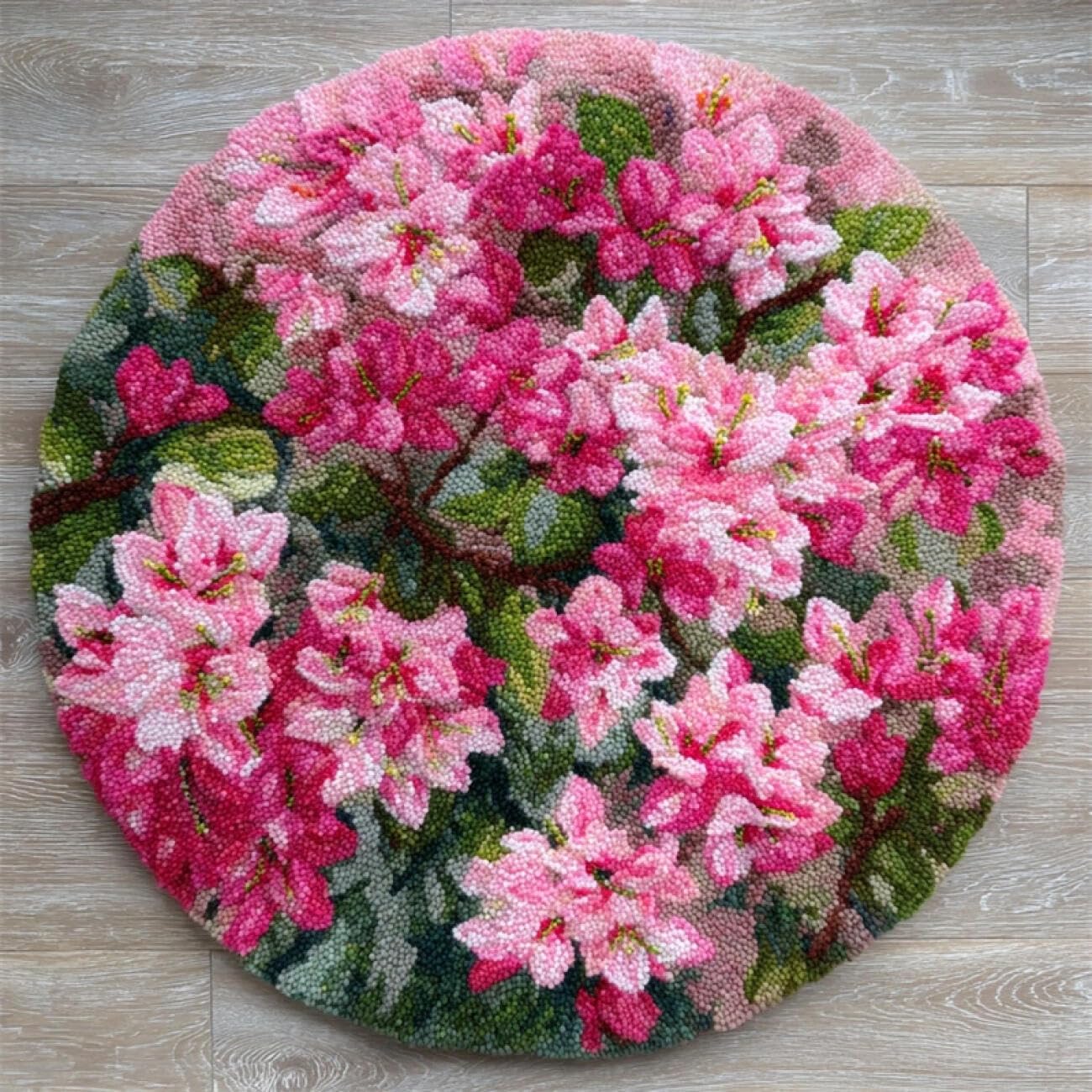 Kitquiver H Latc Hook Rug Kits Pink Plum Blossoms 60X60cm