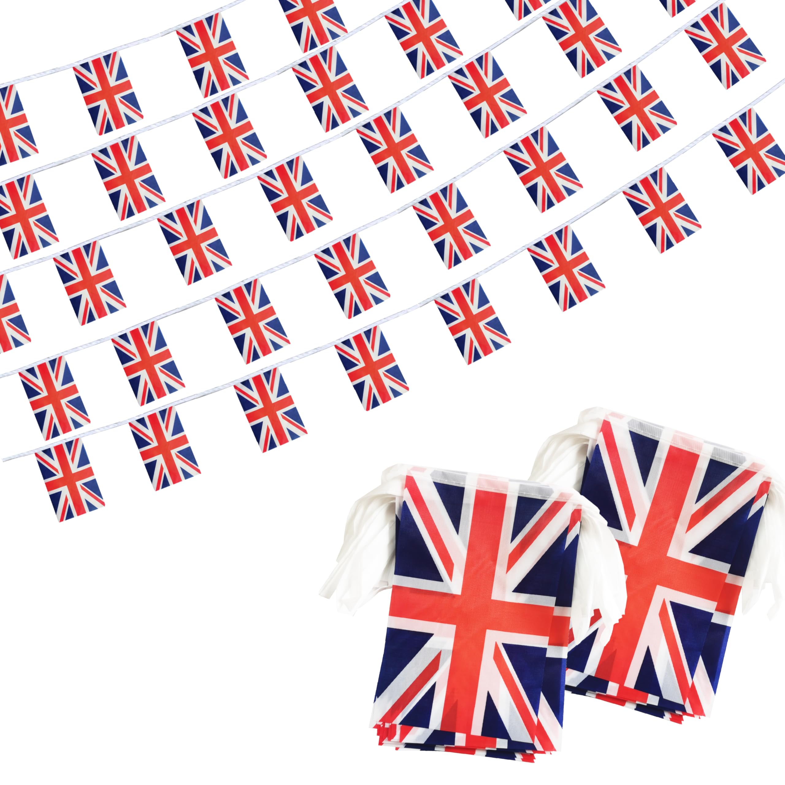 UK Britain United Kingdom String Flag Pennant Banner, Small Mini UK Britain United Kingdom Bunting Banner National Country Decoration for School, Party, Patriotic Festival, 66 Feet 60 Flags
