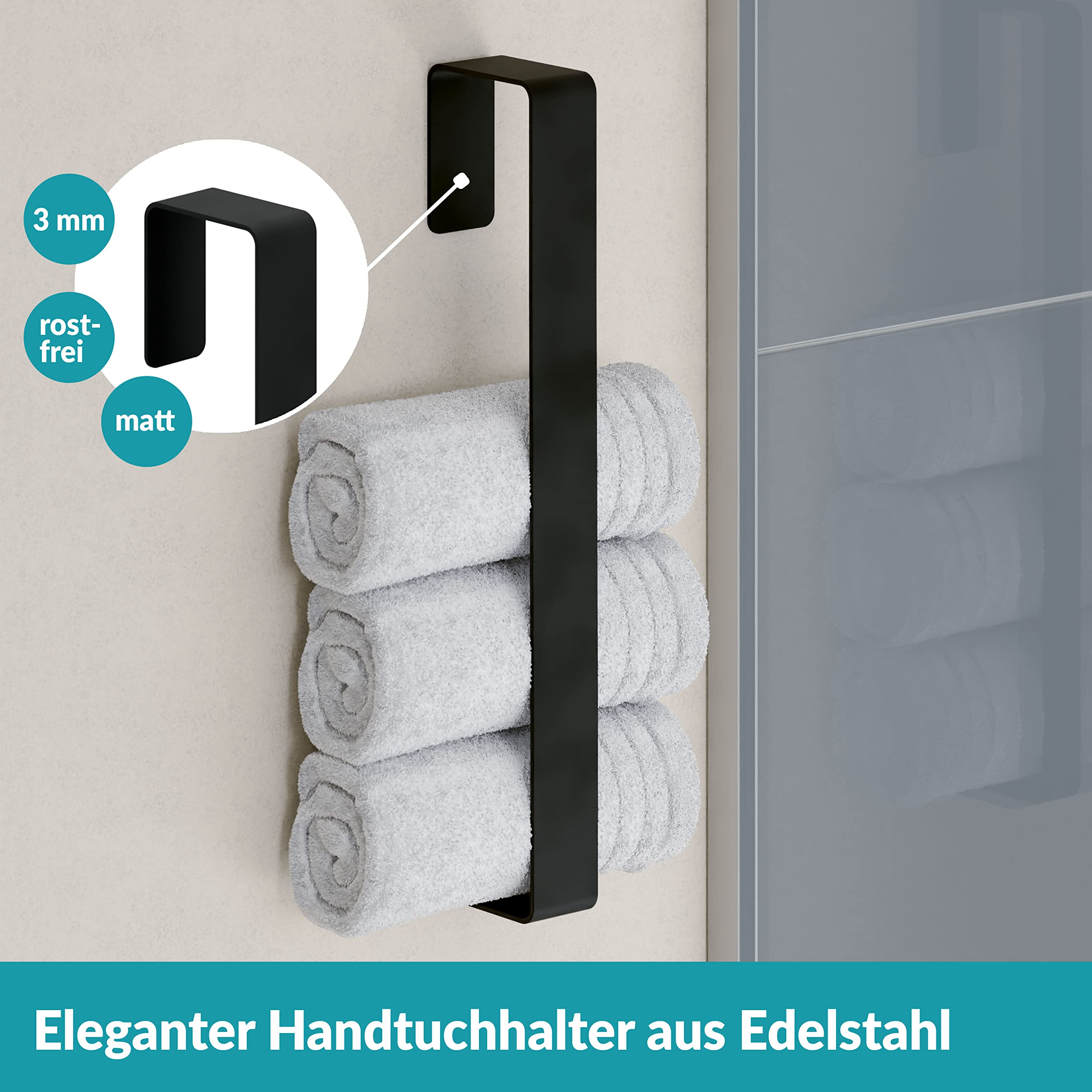 WEISSENSTEIN Handtuchhalter Gäste 45cm ohne Bohren Schwarz