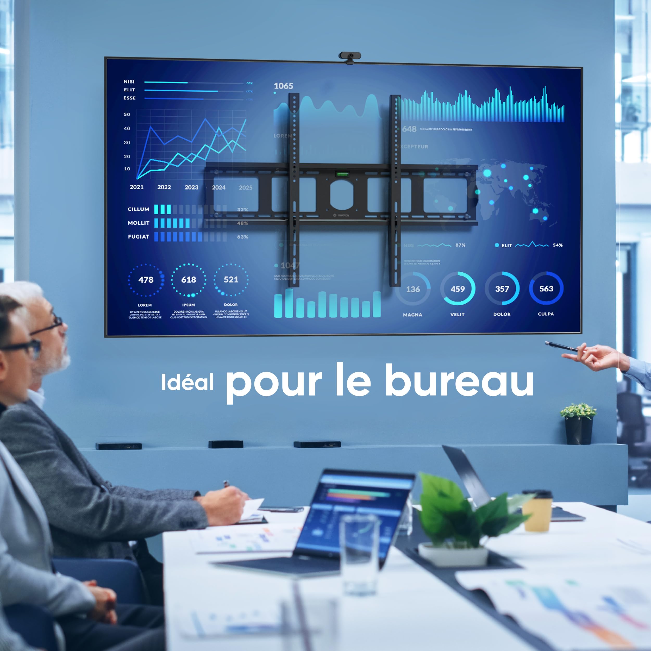 ONKRON Support TV Mural Fixe pour 55-100 Pouces Écrans Lourds, Support Mural TV Extra Plat jusqu'à 80 kg, Fixation Murale Tele Ultra Fin VESA 75x75-800x600, Accroche Television Murale UF4-B Noir