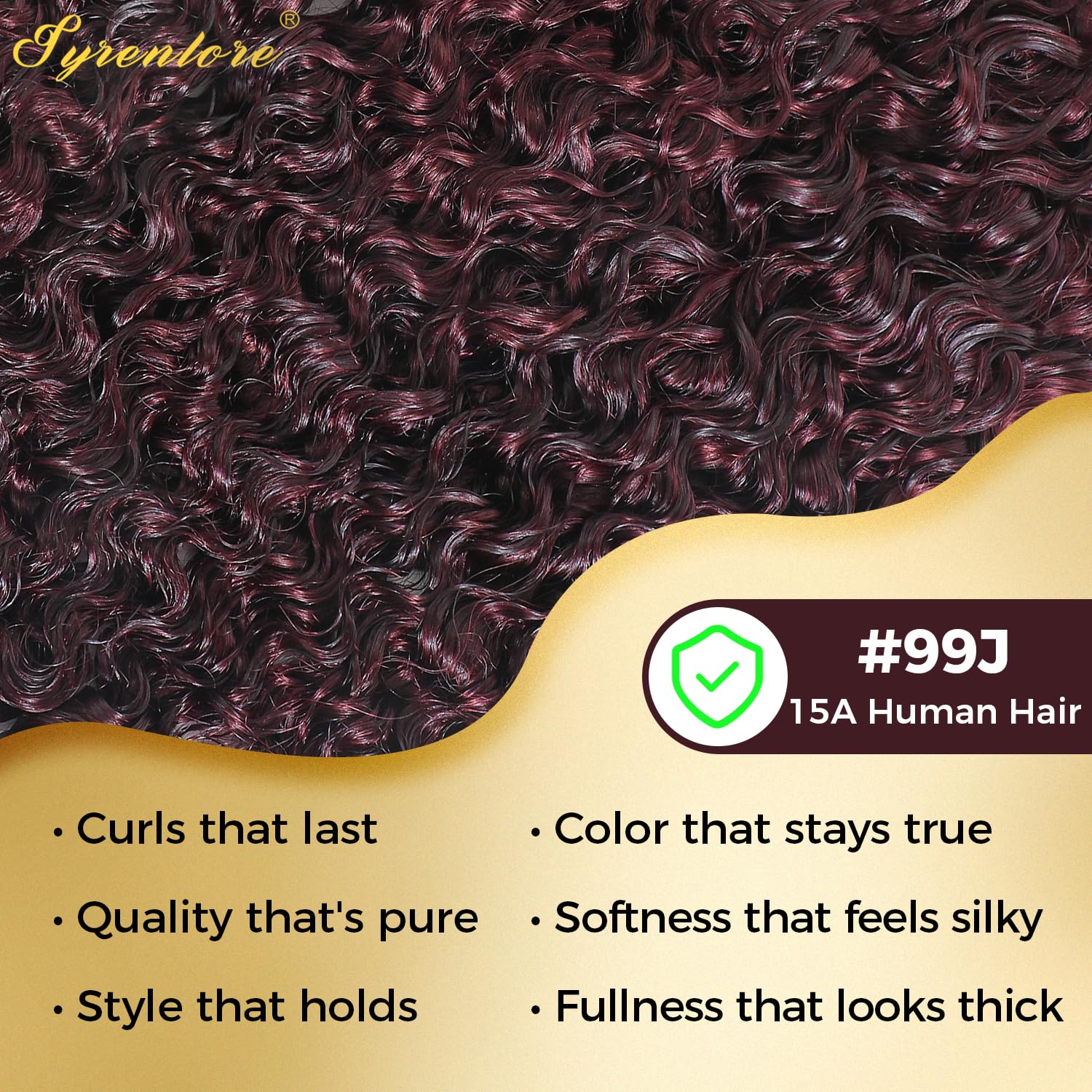 #99J Bundles with 13x4 Lace Frontal Burmese Curly Human Hair, 15A Dark Burgundy Wine 3 Bundles and Frontal Free Part Ear to Ear 100% Virgin Hair 3C4A Water Wave Spiral Ends 12 14 16+12 Inch