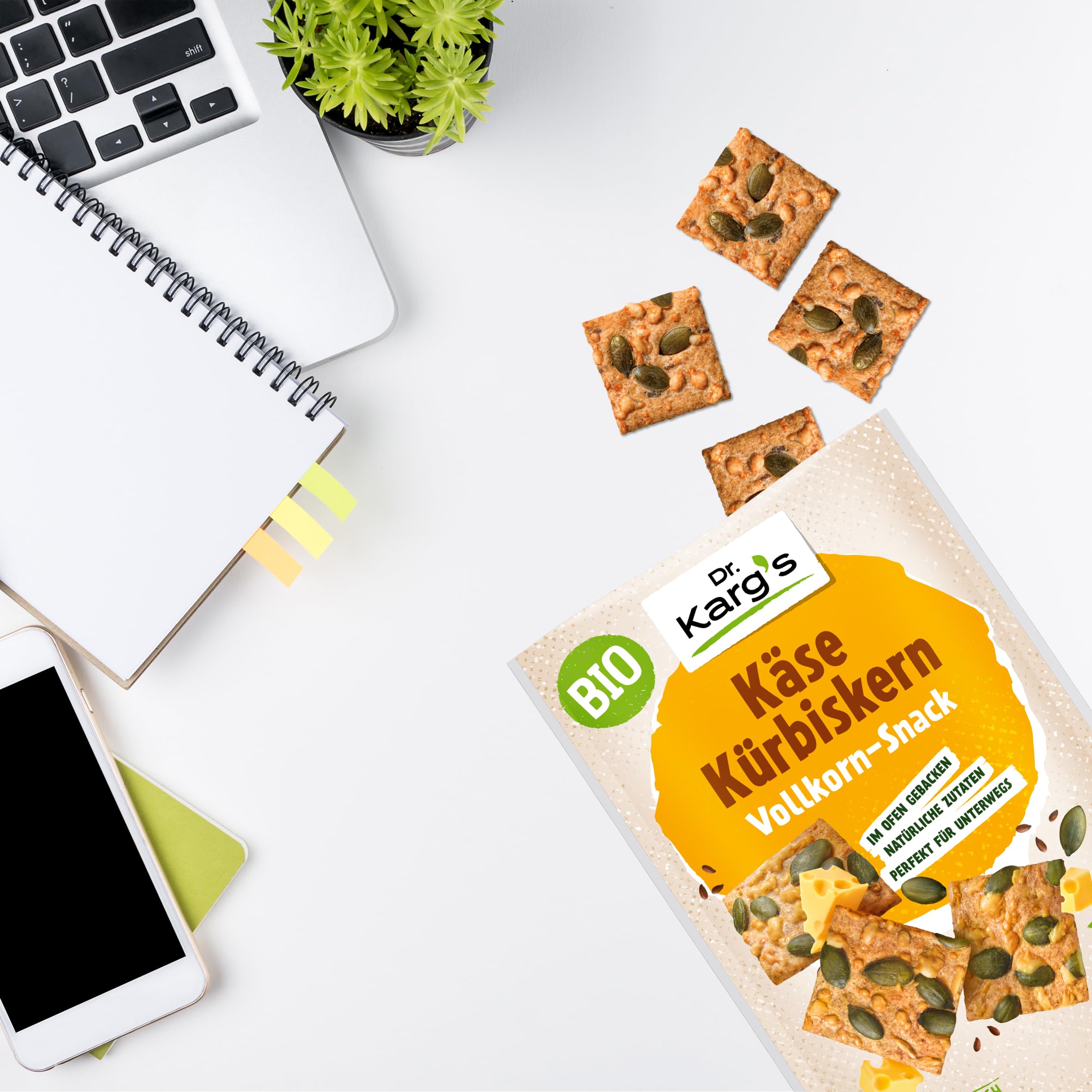 Dr. Karg’s BIO Vollkorn-Snack Käse Kürbiskern - knusprig, vegetarisch, Snack mit Emmentaler & Kürbiskerne, 100% Vollkornmehl & ohne Zusatzstoffe, 10x110g