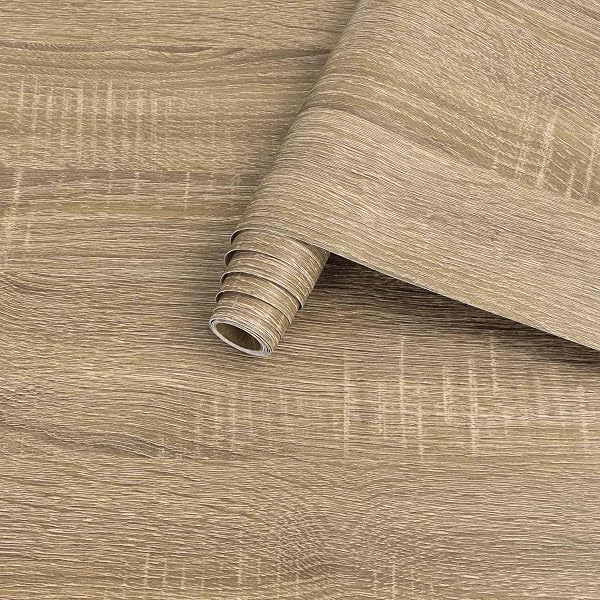 Arthome drewniany papier samoprzylepny do mebli, samoprzylepna tapeta, dekoracyjna naklejka winylowa wodoodporna folia samoprzylepna do mebli, blat, szafki, okładziny ścienne, ciemne drewno brązowe