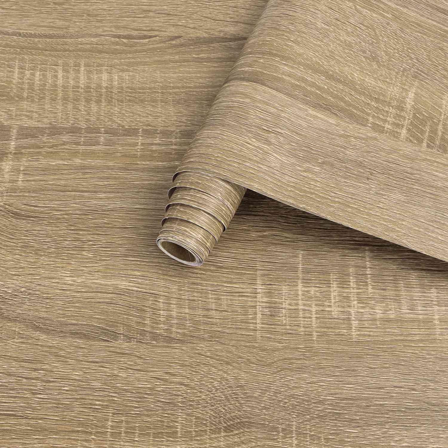 Arthome Wood Contact Paper Peel and Stick Self-Adhesive Wallpaper,Decorative Vinyl Wrap for Tables Countertop Cabinets Furniture Surface and Wall Coverling,Removable,Light Brown Wood,40x1020cm