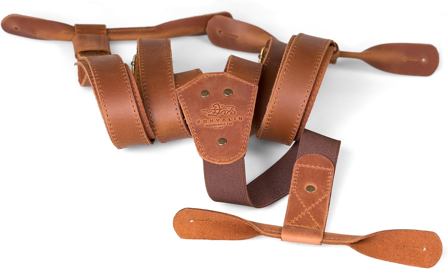 Men’s Leather Suspenders with Button Attachments – Classic Groomsmen Wedding Suspenders for Formal Wear