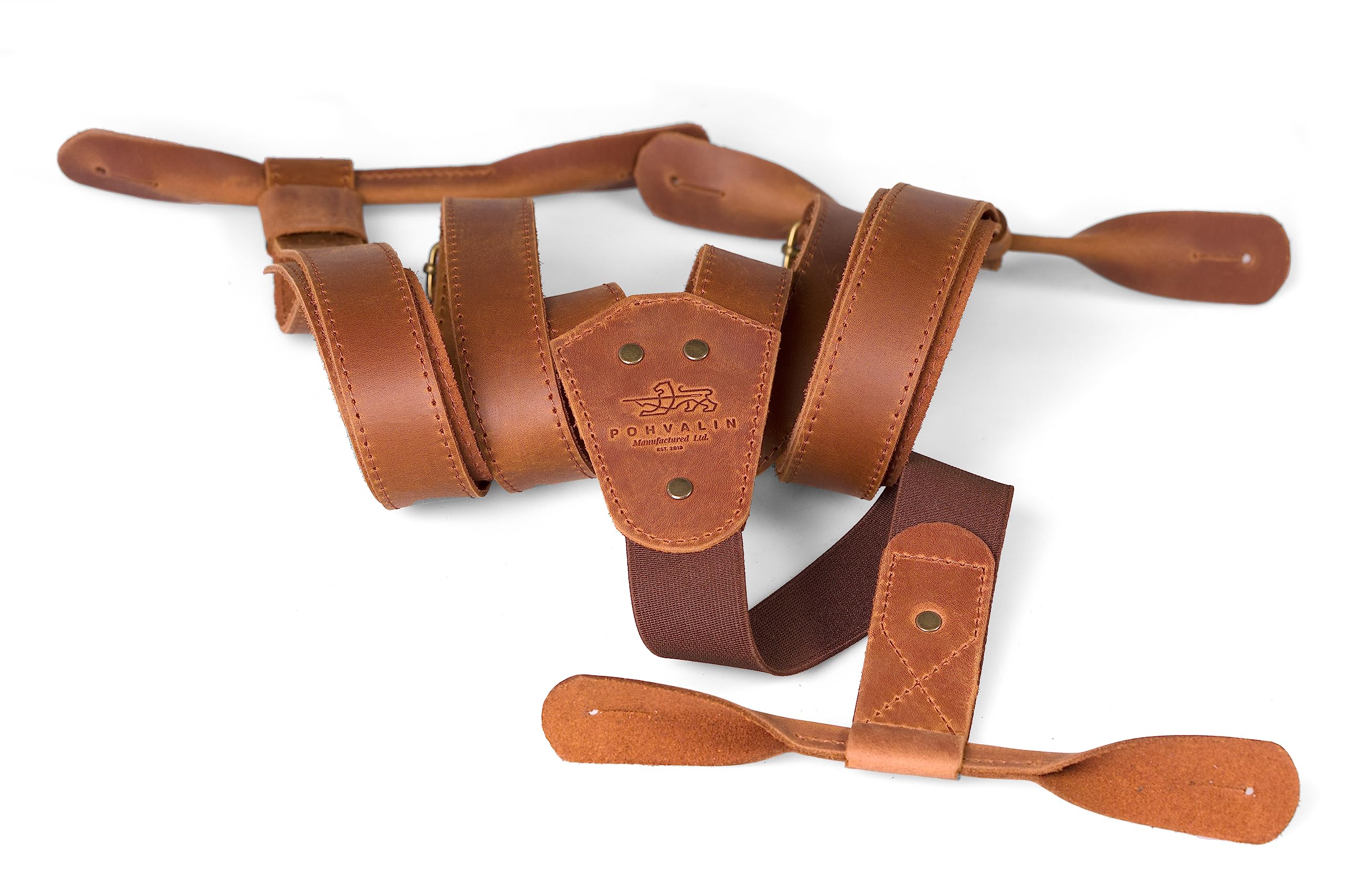 Leather suspenders for men Suspenders with button hole Groomsmen wedding suspenders (Brown)