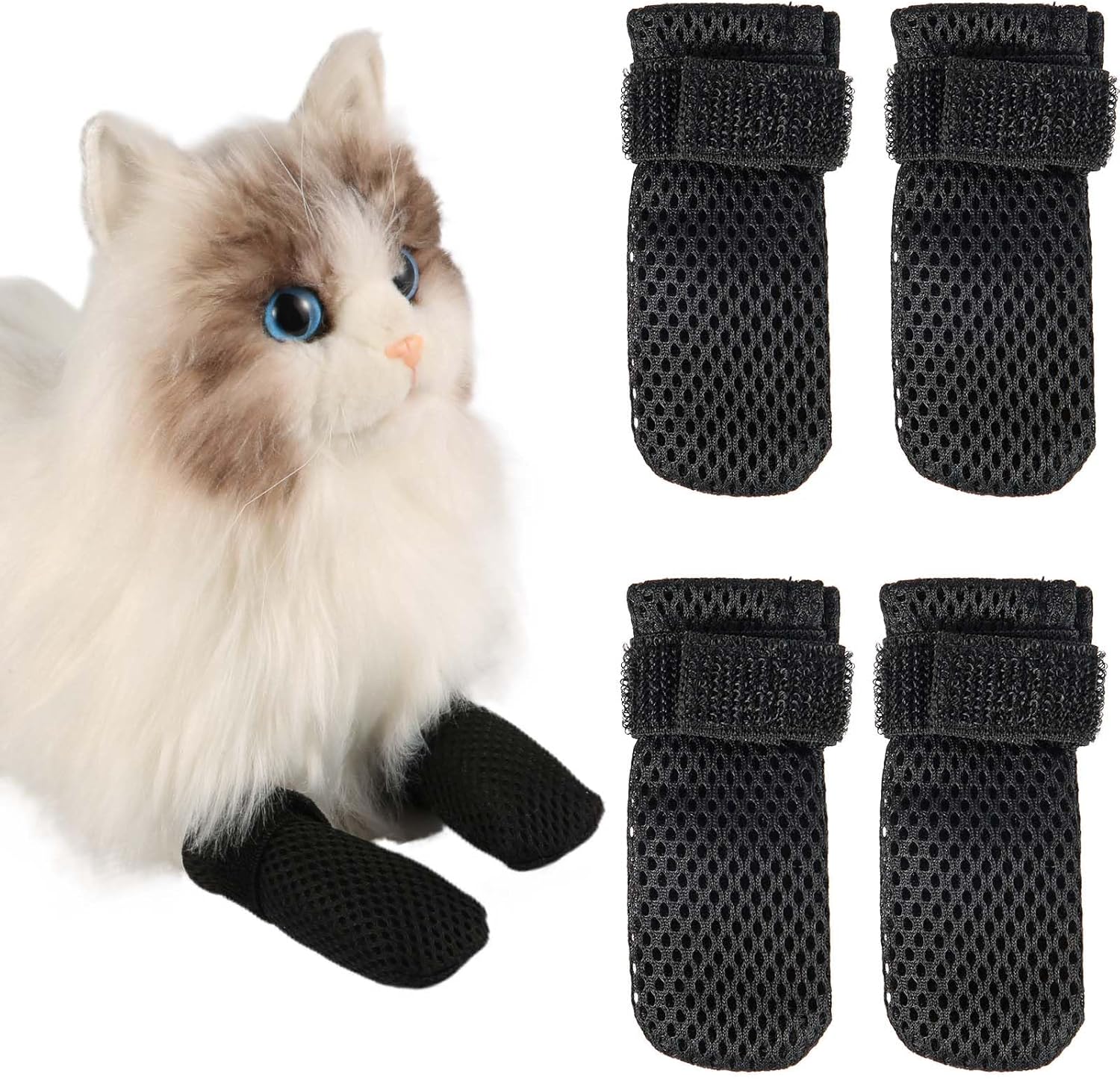 4pcs Anti Scratch Cat Mittens, Adjustable Mesh Cat Foot