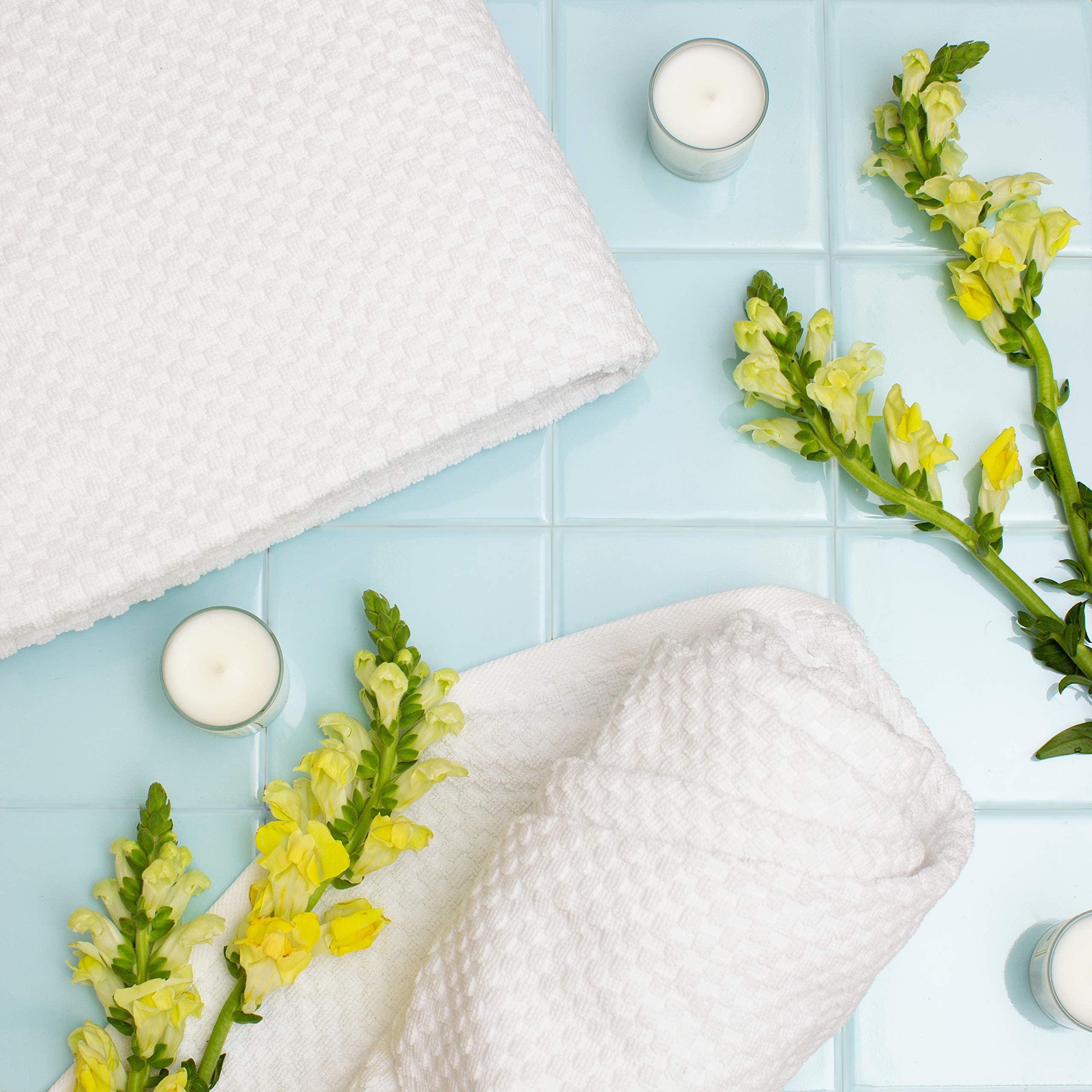 Algodón Craft – 2 juegos de toallas de baño EuroSpa de gran tamaño, en tela gofrada, de 35 x 70 – Color blanco – 100% algodón puro, peinado e hilado – Puro lujo inspirado en los mejores spas y centros turísticos europeos.