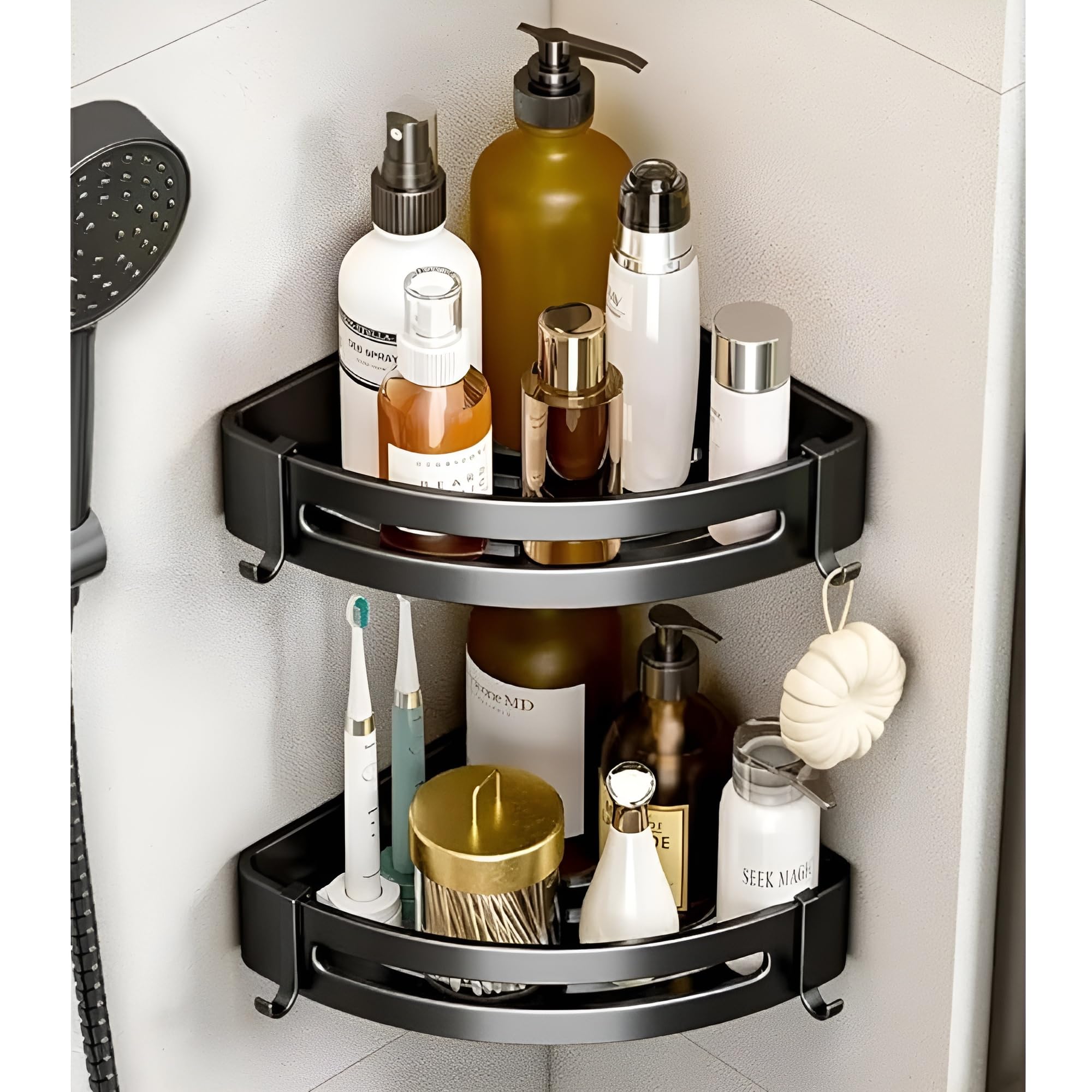 VENDLY Multi-Functional Corner Shelf Aluminum Black– Versatile Storage for Bathroom, Kitchen, Office, and Home (Three Layers) (B0DH3C9B6T) Amazon Price History, Amazon Price Tracker