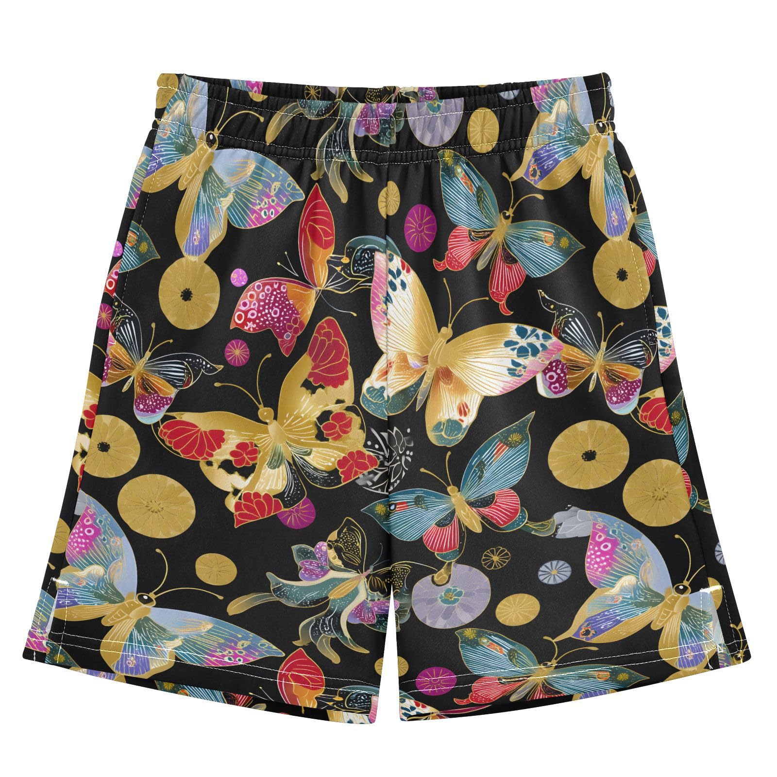 boy Shorts Beautiful Abstract Butterfly Youth Athletic Shorts for Boys and Girls 10-11 Y Multicolor