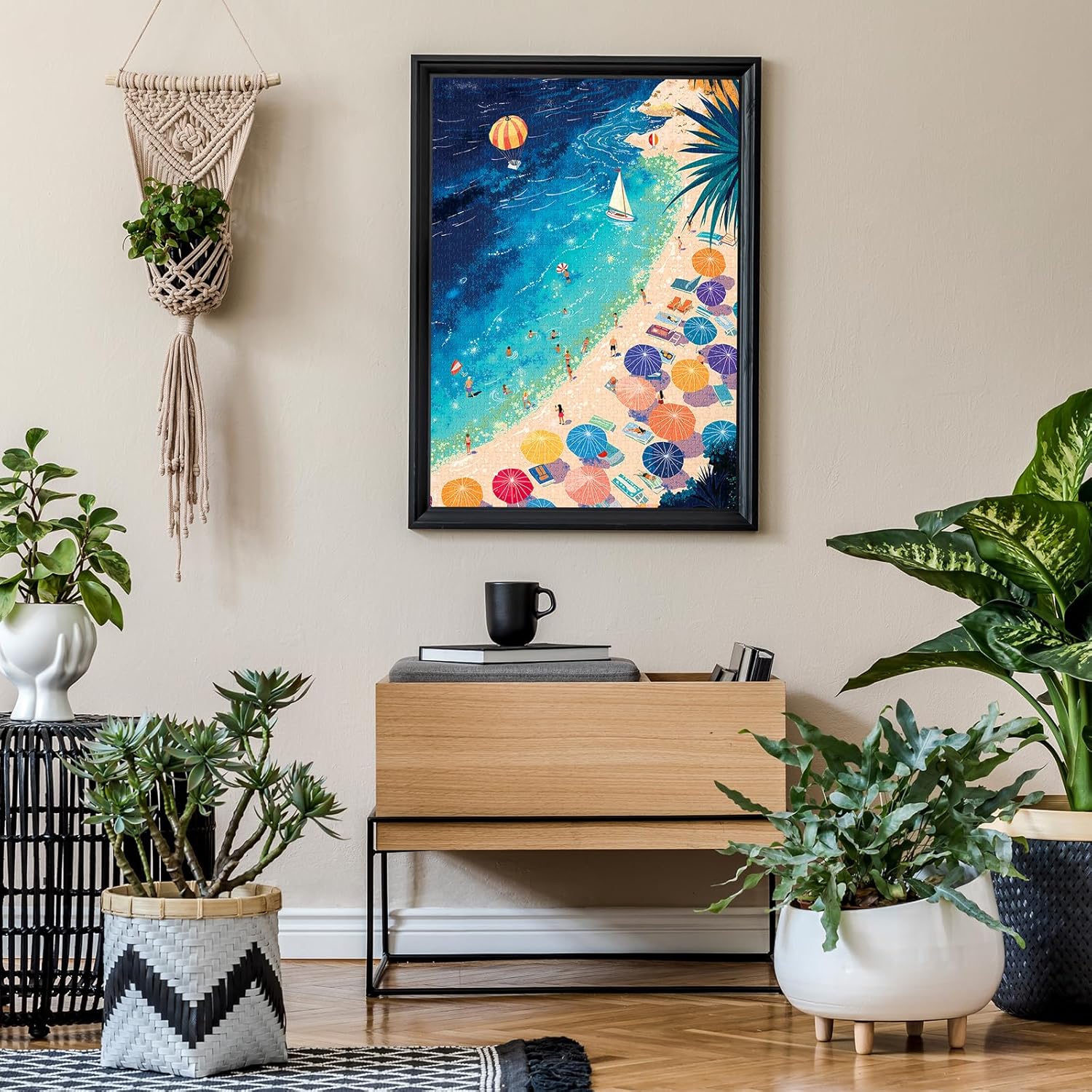 Jigsaw Puzzles for Adults 1000 Pieces, Summer Vacation Blue Sea Beach Challenging Unique Puzzle for Game Night Family Home Decor, 20x27 Inches, Seabeach