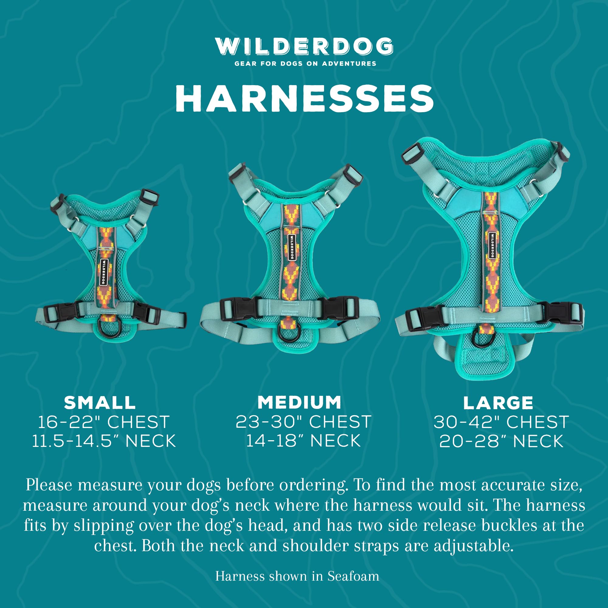 Wilderdog Lightweight Dog Harness with Reflective Straps - Medium - Pacific Blue - Image 3