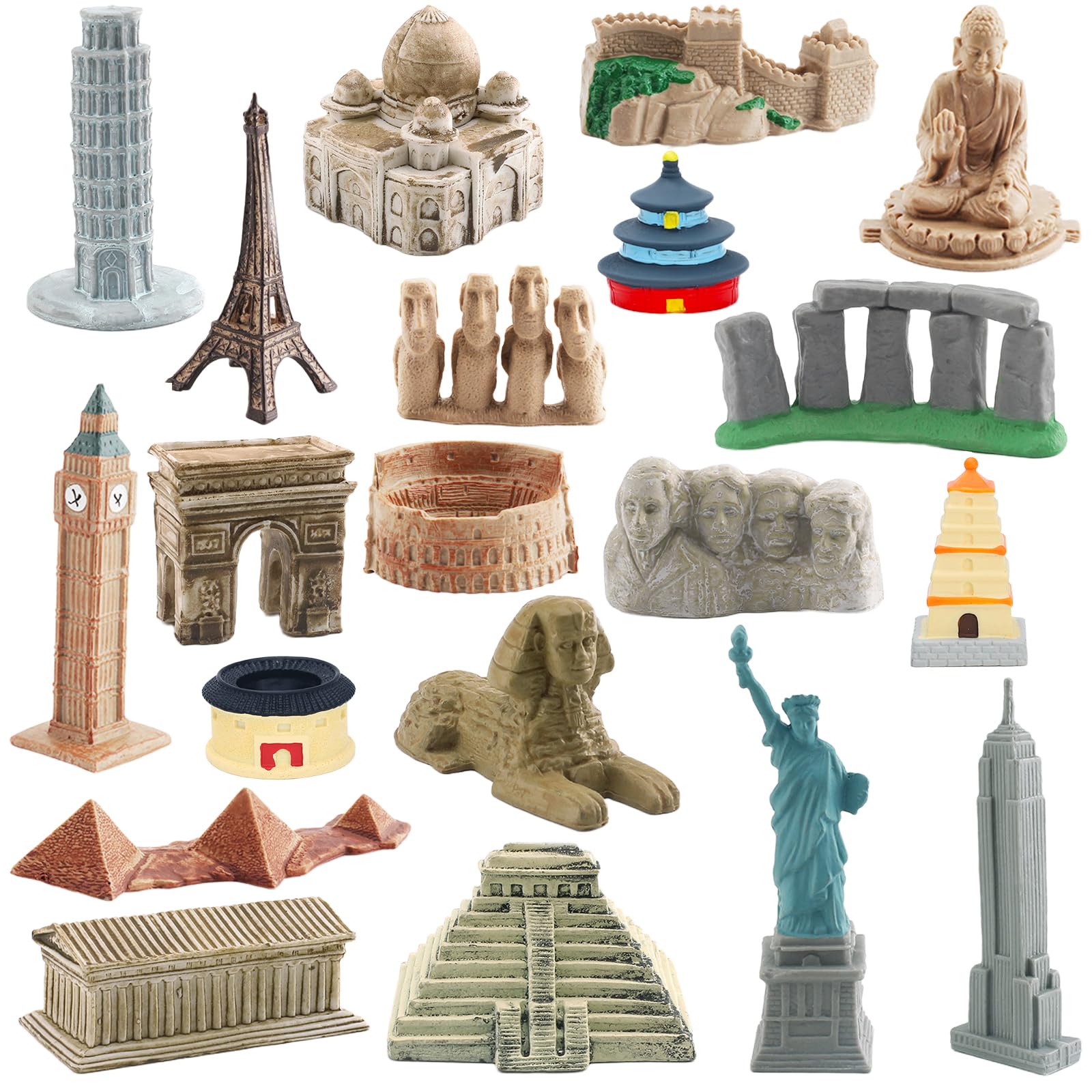 ONEST 20 Pieces Mini World Building Model Playsets Famous Architecture Figurines Toys for Boys and Girls