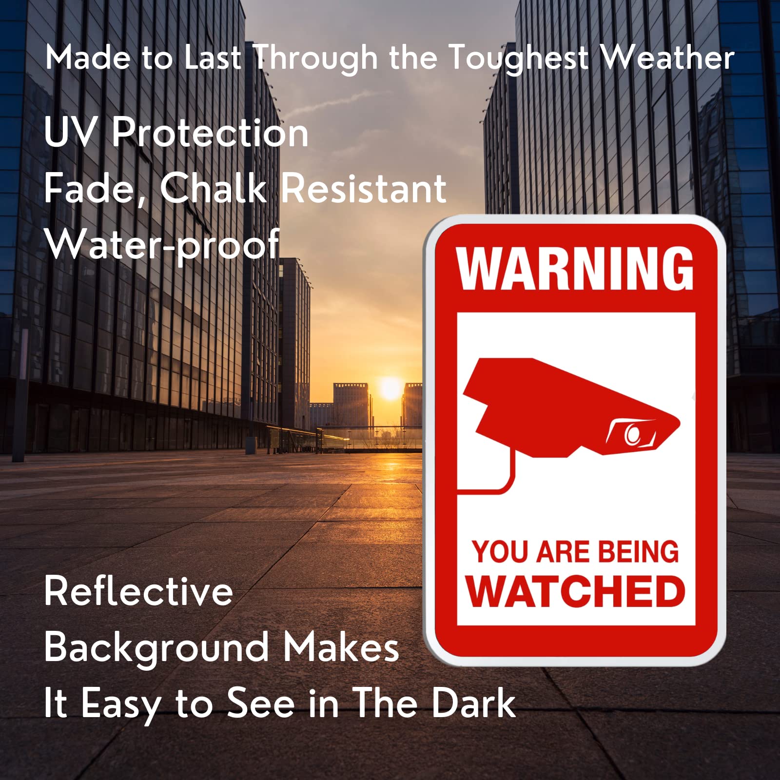 Letrero de videovigilancia con texto en inglés «You Are Being Watched» – Cartel reflectante de metal de 12 x 18 pulgadas – Lámina reflectante prismática de alta intensidad 3M – Una señal de seguridad real – 10 años de garantía de 3M