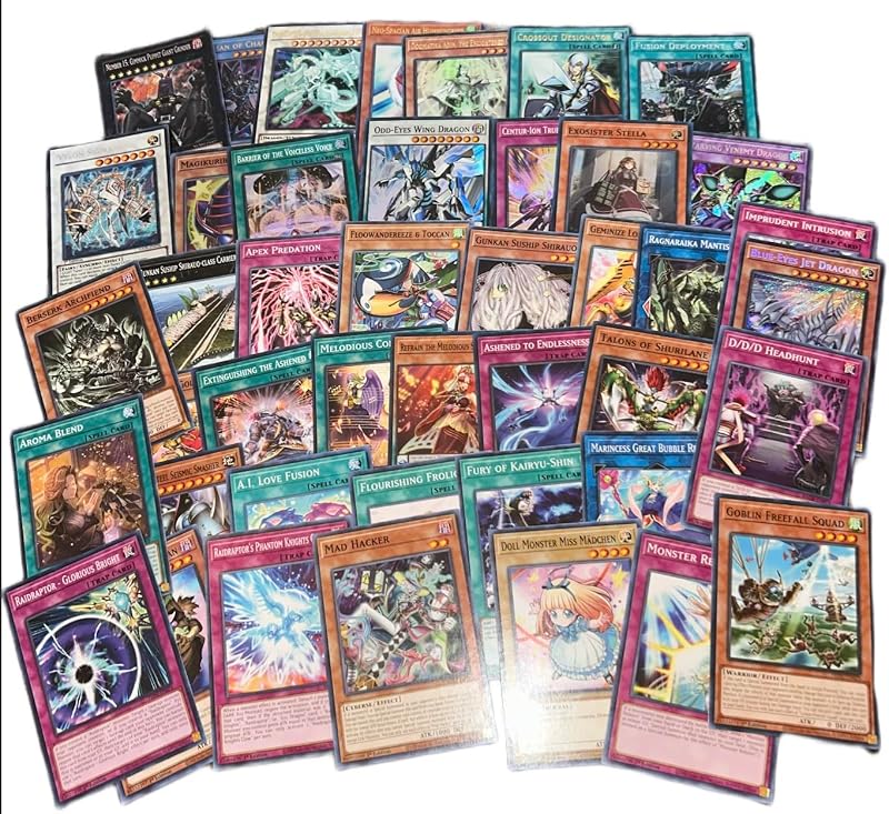 Lote de 50 tarjetas Yugioh (sin duplicados, múltiples tarjetas de rareza)