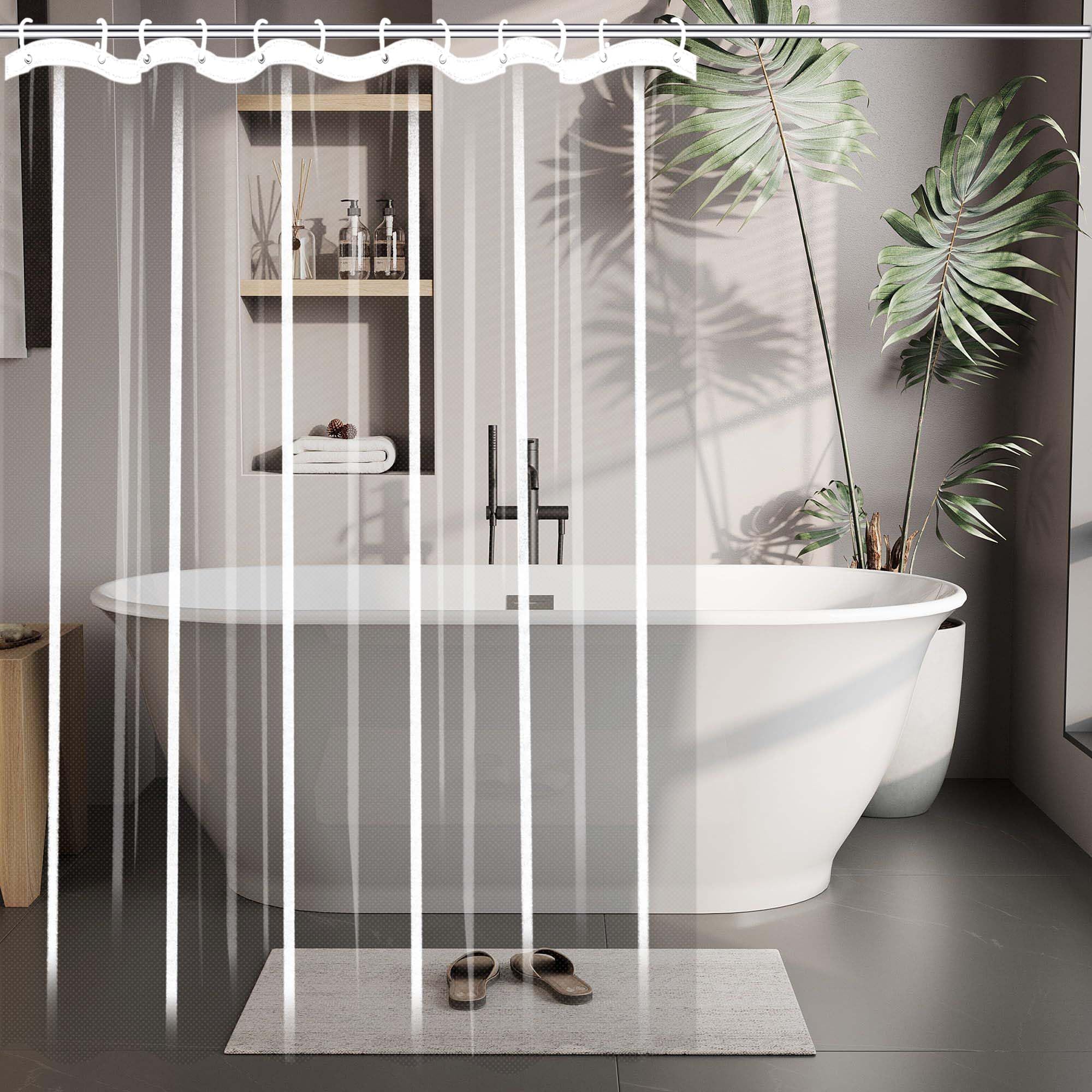 Rideau de douche transparent anti-moisissure grand format pour baignoire et douche