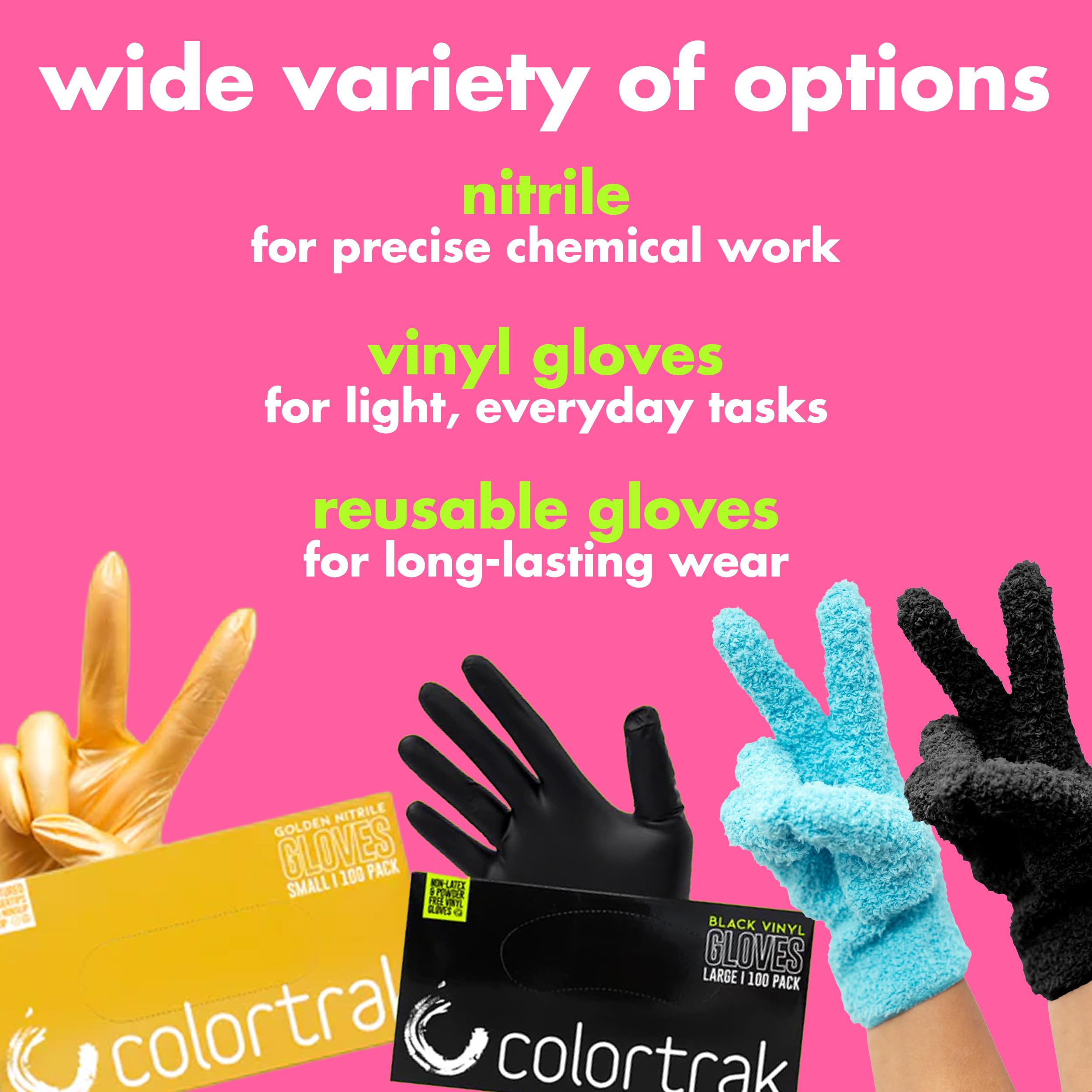 Colortrak Schwarze Vinylhandschuhe, Einweghandschuhe latexfrei & puderfrei, 10 Boxen (1000 Handschuhe), Einmalgebrauch für chemische Verarbeitung