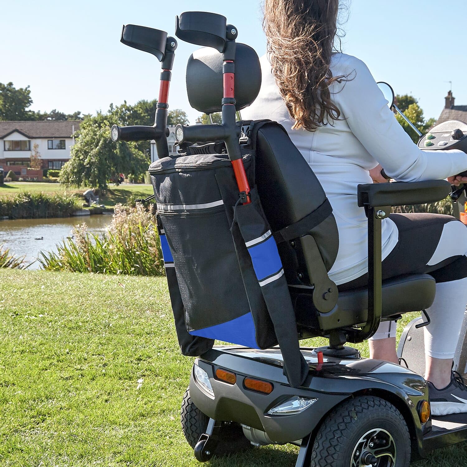 Biscay - Bolsa para muletas de movilidad - Azul | Bolsas para silla de ruedas, bolsa para silla de ruedas, soporte para bastón, bolsas y cestas para scooter de movilidad