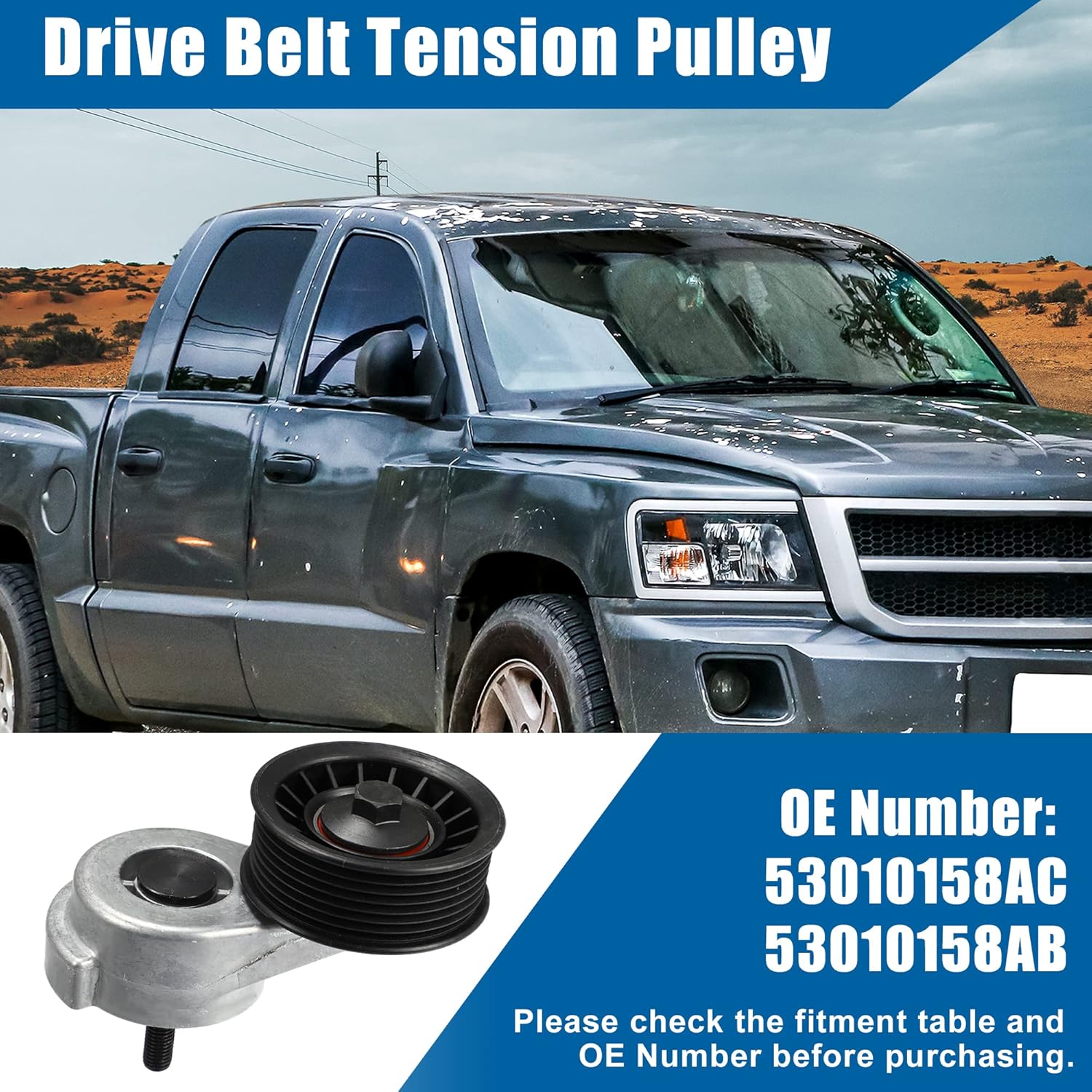 X AUTOHAUX Car Drive Belt Tension Pulley for Dodge for Dodge for Ram 1500 2500 3500 Dakota Durango Belt Tensioner Replace 53010158AC 53010158AB