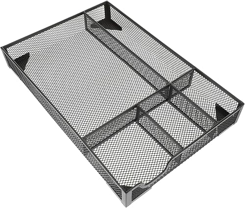 Miniatura 1 de Uonlytech Metal Desk Organizer with Multi Compartment Storage File Holder for Office and Home Black Metal Organizer for Cosmetics Stationery and