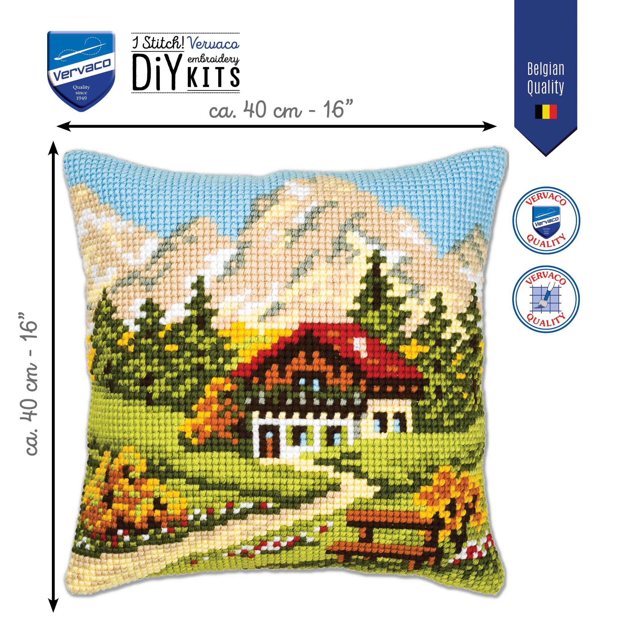 VERVACO Kit Cuscino Punto Croce CAVALLO – 40x40 Cm – Per Principianti – Fili DMC E Tela Zweigart – Hobby Creativo