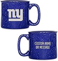 Vista 1 de Rico Industries NFL New York Giants - Taza de café personalizada de 12 onzas con logotipo grabado con láser profundo, taza de cerámica para acampar