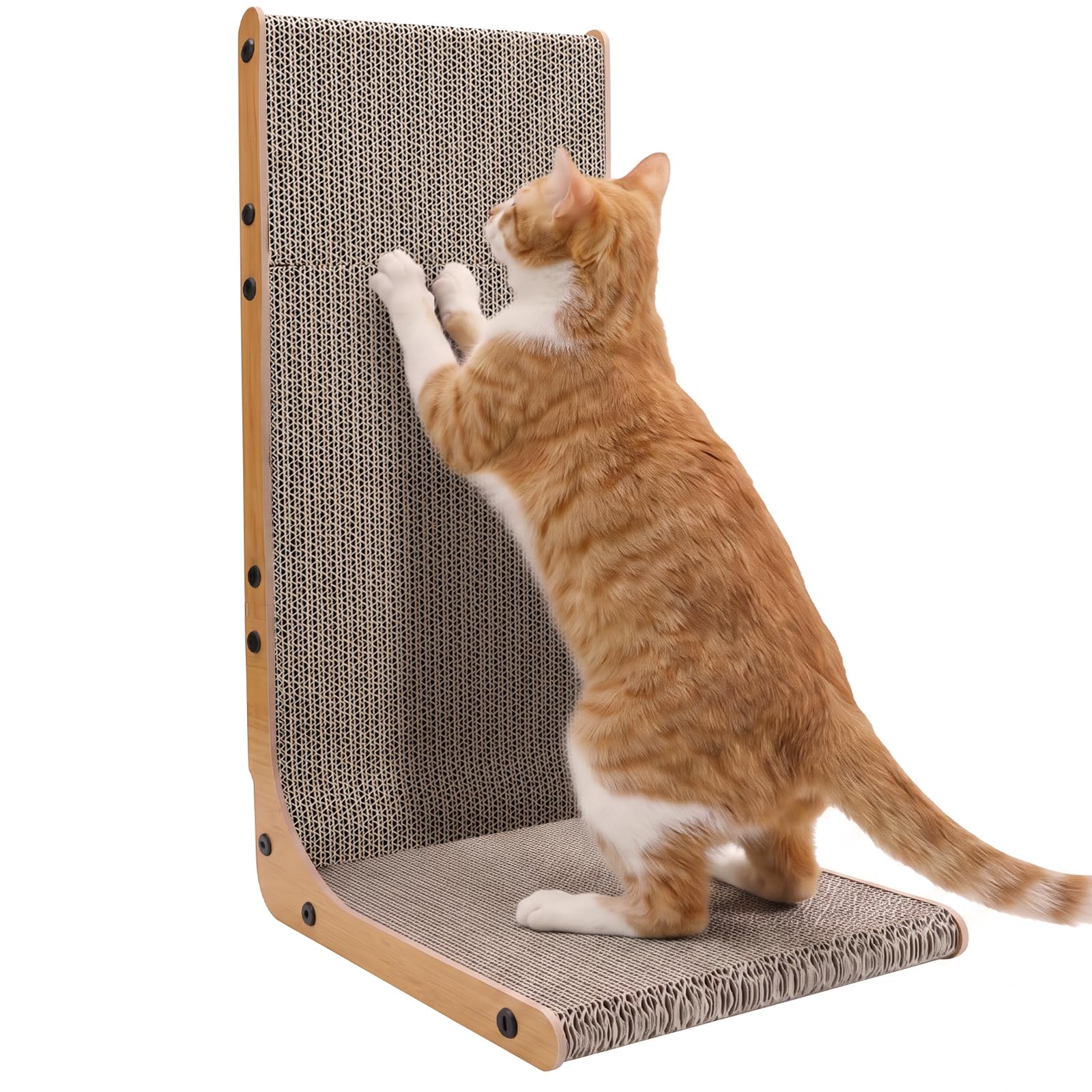Gimars 58cm Cat Scratcher L-Shape, Vertical Cardboard Cat Scratching Board & Wall Corner Protector, Modern Cat Scratches Pad for Furniture Protection, Indoor Pet Furniture, Natural