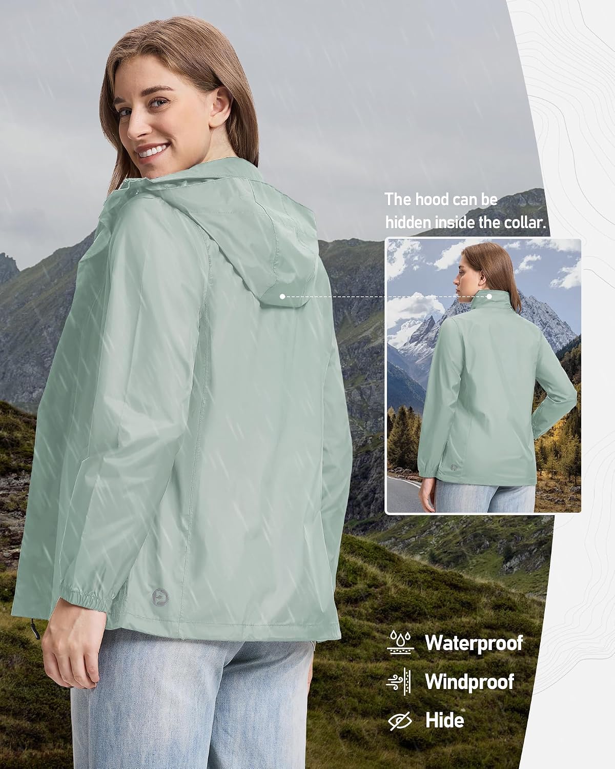 Outdoor Ventures Women's Rain Jackets Lightweight Waterproof RainCoats image 3