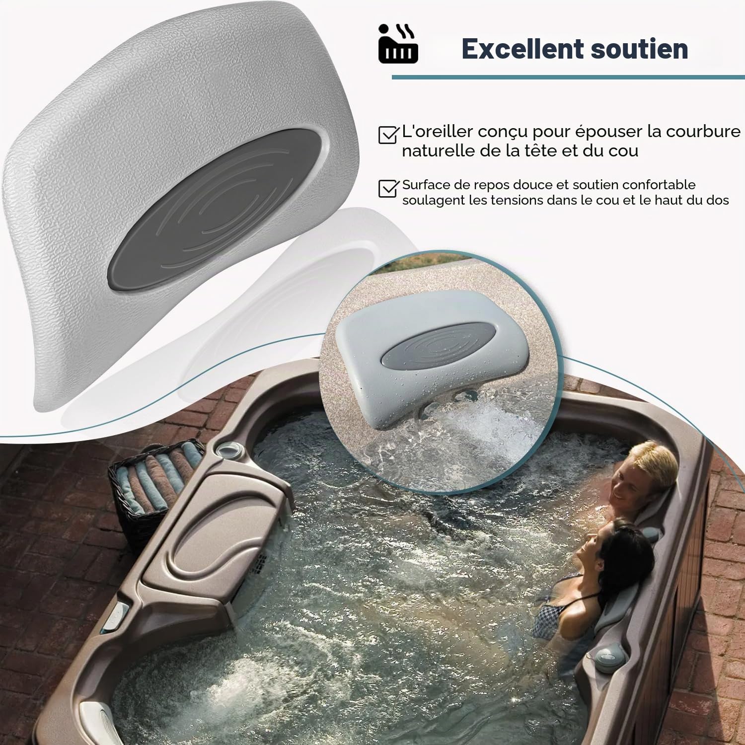 6472-960 Lot de 4 oreillers de rechange pour spa compatibles avec Sundance 850 880 Série 2001-2008 Coussin de rechange en polyuréthane Accessoires pour baignoire spa