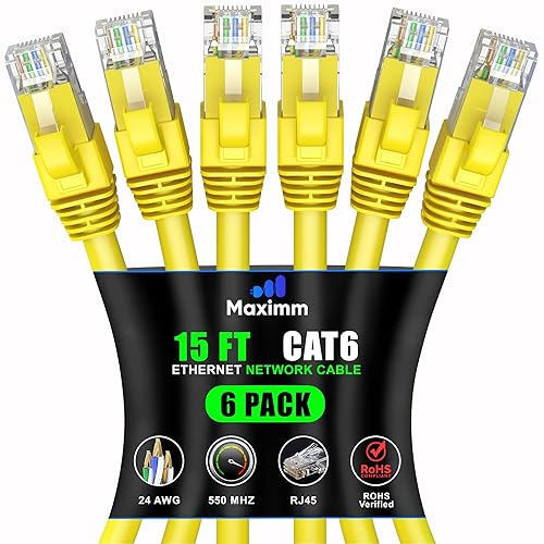 Miniatura 57 de Maximm Cable Ethernet Cat 6 de 30 pies (paquete de 6) – Cable LAN de alta velocidad, cable de Internet, cable de conexión y cable de red – UTP,