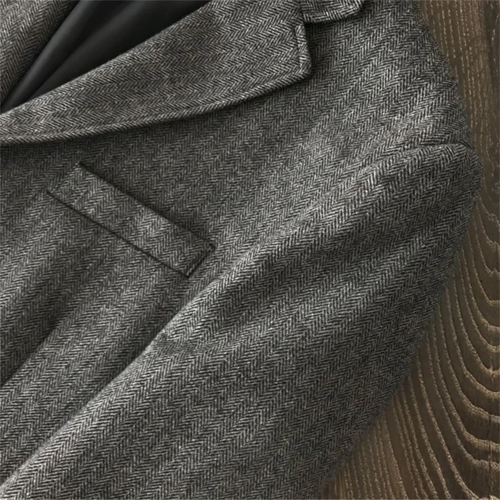 Abito da uomo a maniche lunghe in lana tweed monopetto retrò a righe slim fit alla moda blazer cappotto