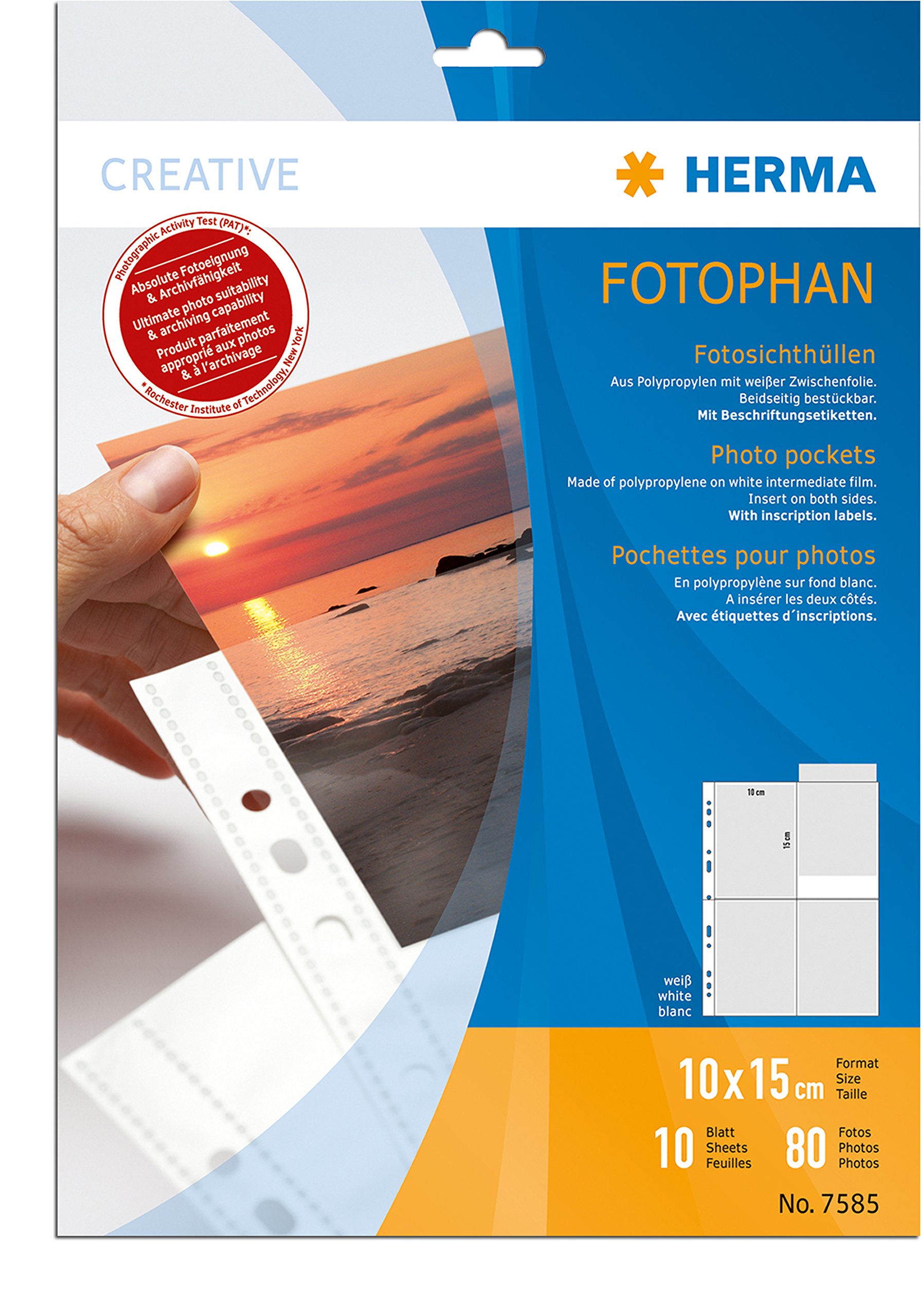 Herma 7585 Fotohüllen (Fotophan-Sichthüllen, Fotogröße: 10 x 15 cm) weiß (10)