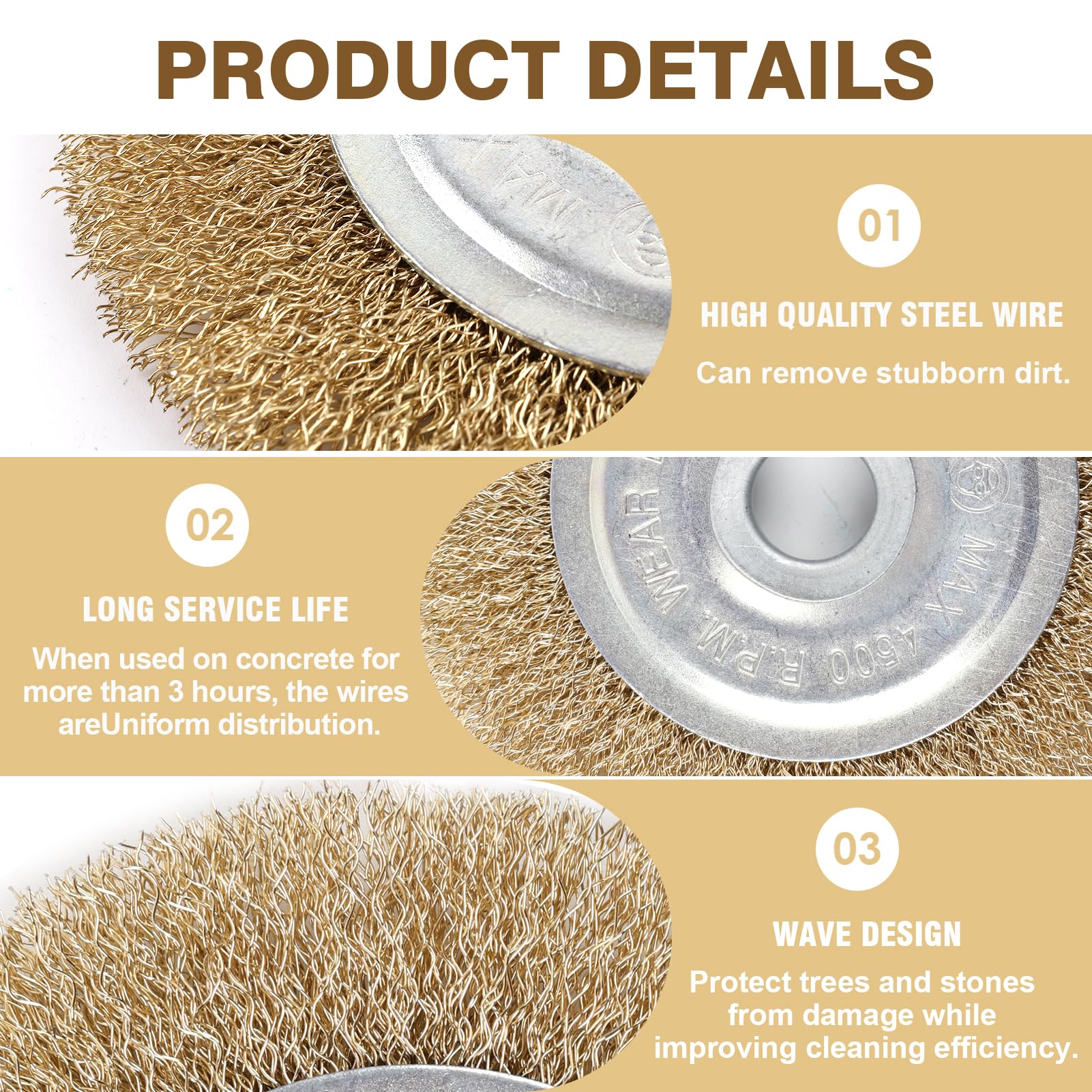 2Pcs Wire Brush Replacement for Ryobi Patio Cleaner RAC814, Fits RY18PCA-0, OPC1800, OPC1815, EFB 400/401 - Image 3