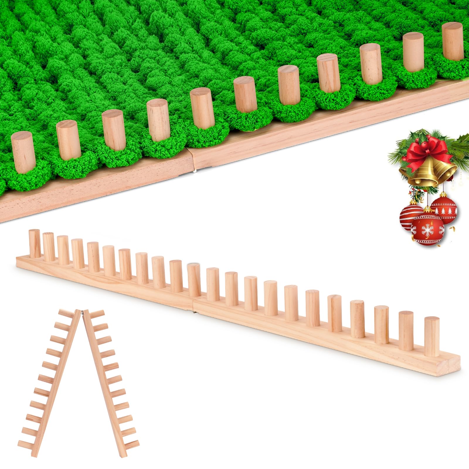 39" Chunky Yarn Loom - Chunky Knitting Blanket Looms Long Installation Free and Adjustable Size Portable DIY Chunky Blanket Loom for Beginners - Reusable Wooden Knitting Loom