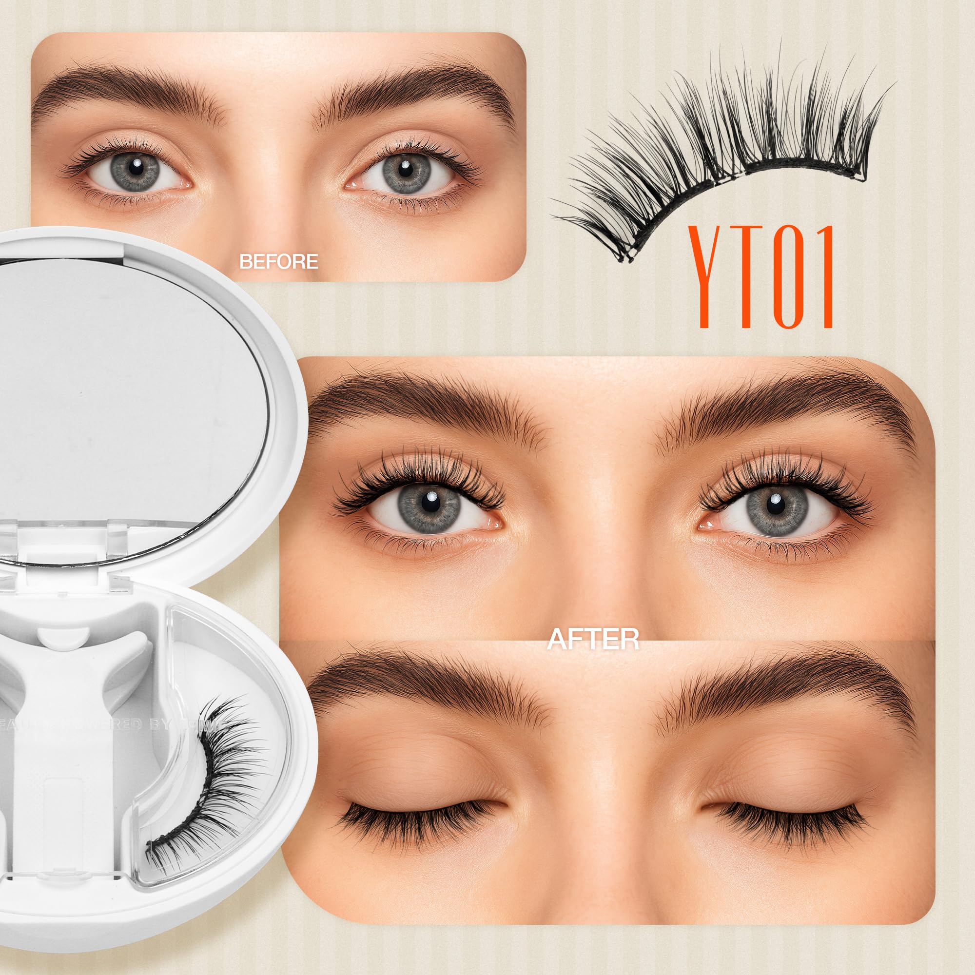 LASHVIEW Magnetische Wimpern mit Applikator, weiche magnetische Wimpern, natürlicher Look, bequem und sicher, einfach anzubringen, wiederverwendbar (XYT01)