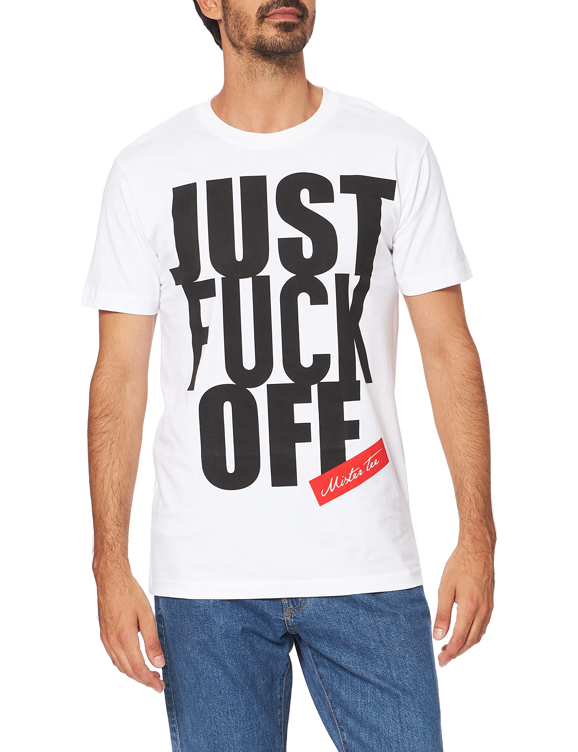 Mister Tee Herren Fuck Off T-Shirt, White, S