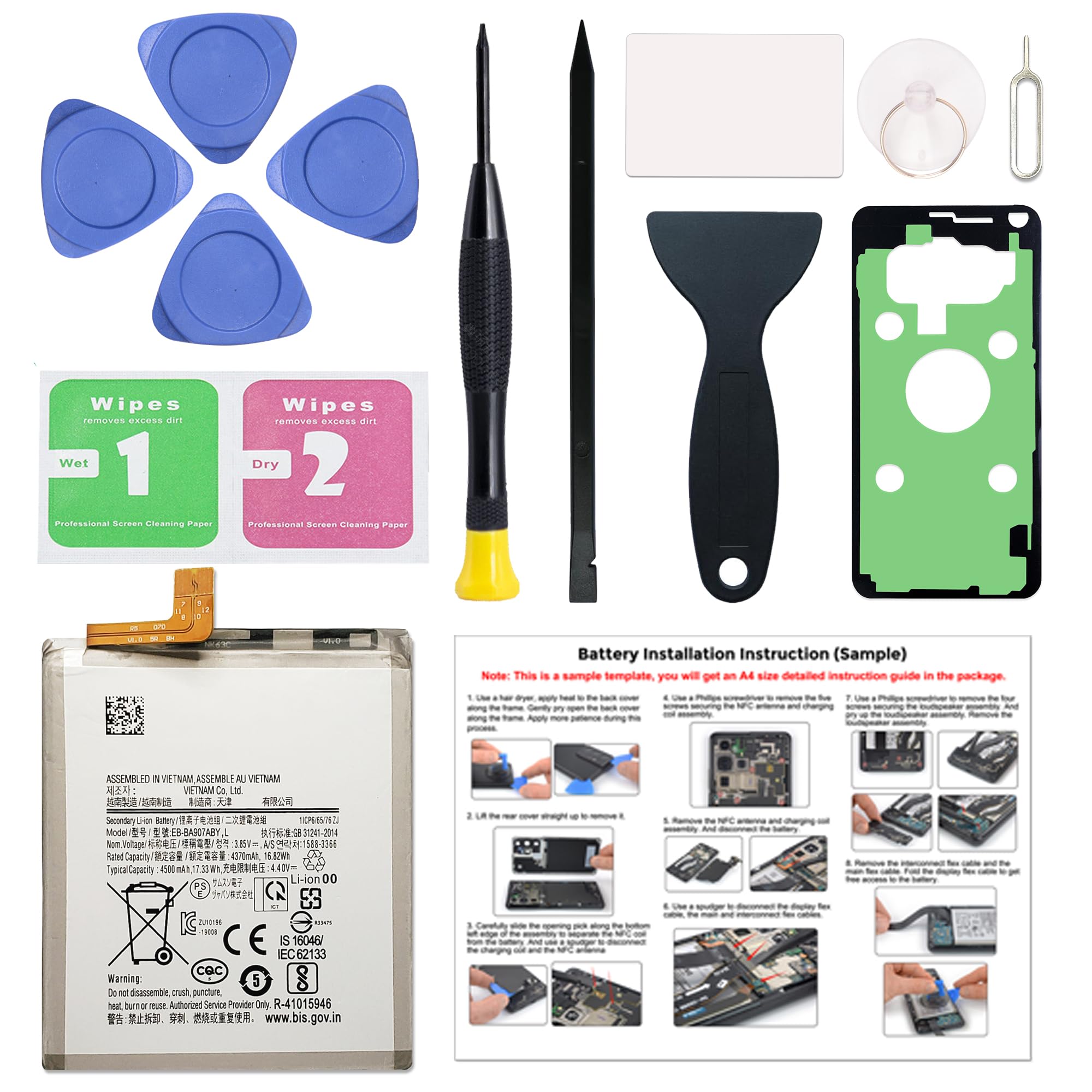 New Upgraded Battery for Galaxy A71 5G, EB-BA907ABY Replacement Battery Compatible with Samsung A71 5G, with Repair Tools & Instruction