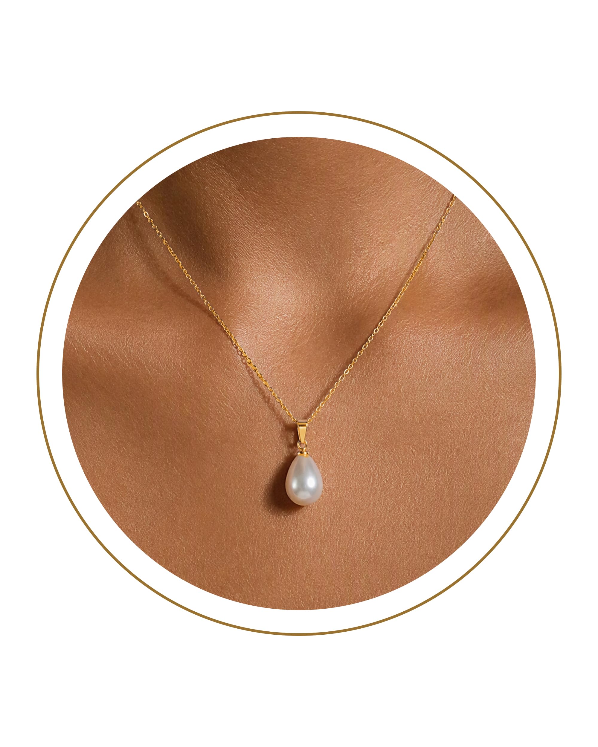 SmileBelle Pearl Necklaces for Women 14k Gold Pearl Pendant Silver Necklace