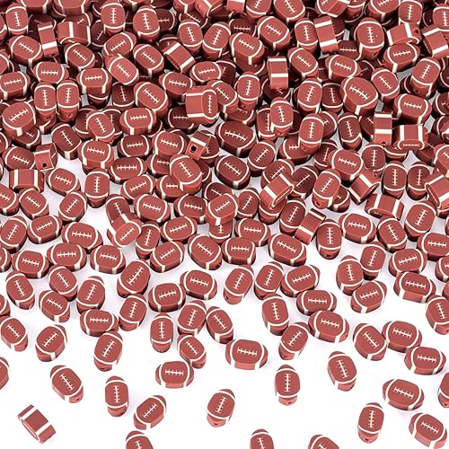 OIIKI 200 cuentas de arcilla polimérica de béisbol, cuentas de fútbol americano para collares, pulseras, joyas, accesorios hechos a mano,