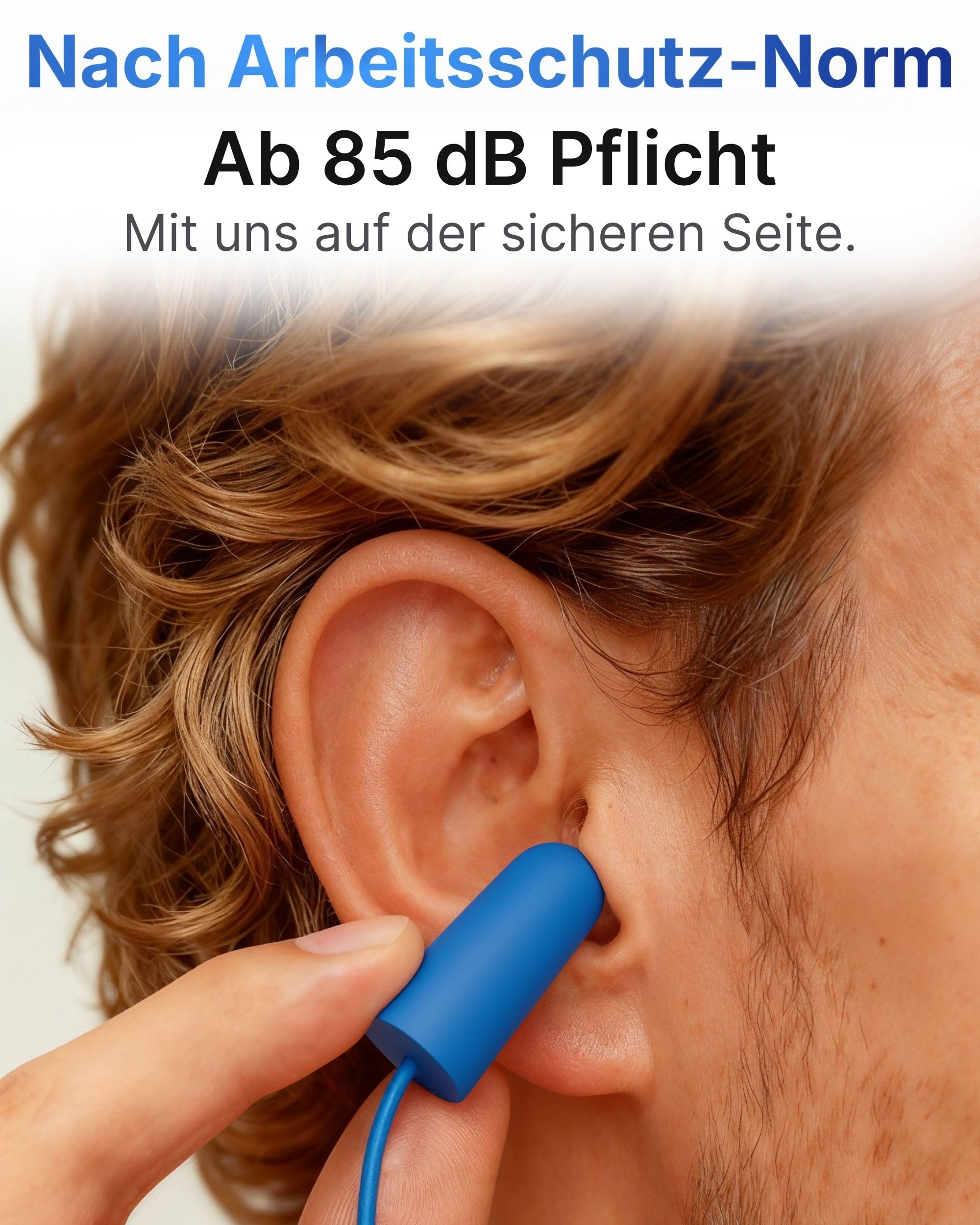 Bouchons d'oreilles détectables avec cordon SNR 37 dB - Bouchons d'oreilles de travail détectables - Protection contre le bruit pour l'industrie alimentaire et le chantier - Protection auditive pour