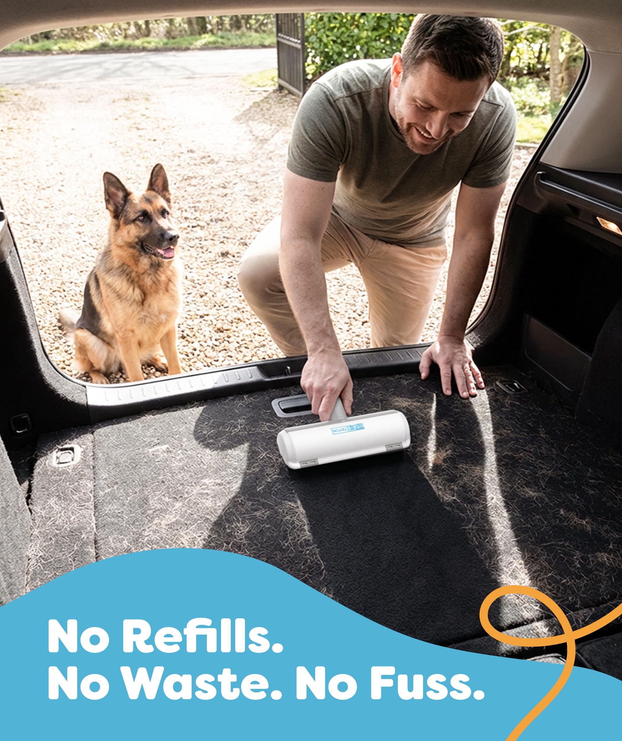 Triton Pet Hair Removal Tool w/Fur Trapping Compartment and Detachable Handle, 60% Smaller Storage Size, Reusable Shedding Roller, Cat and Dog Hair Remover for Car, Furniture, Carpet (Gray/White) - image 8