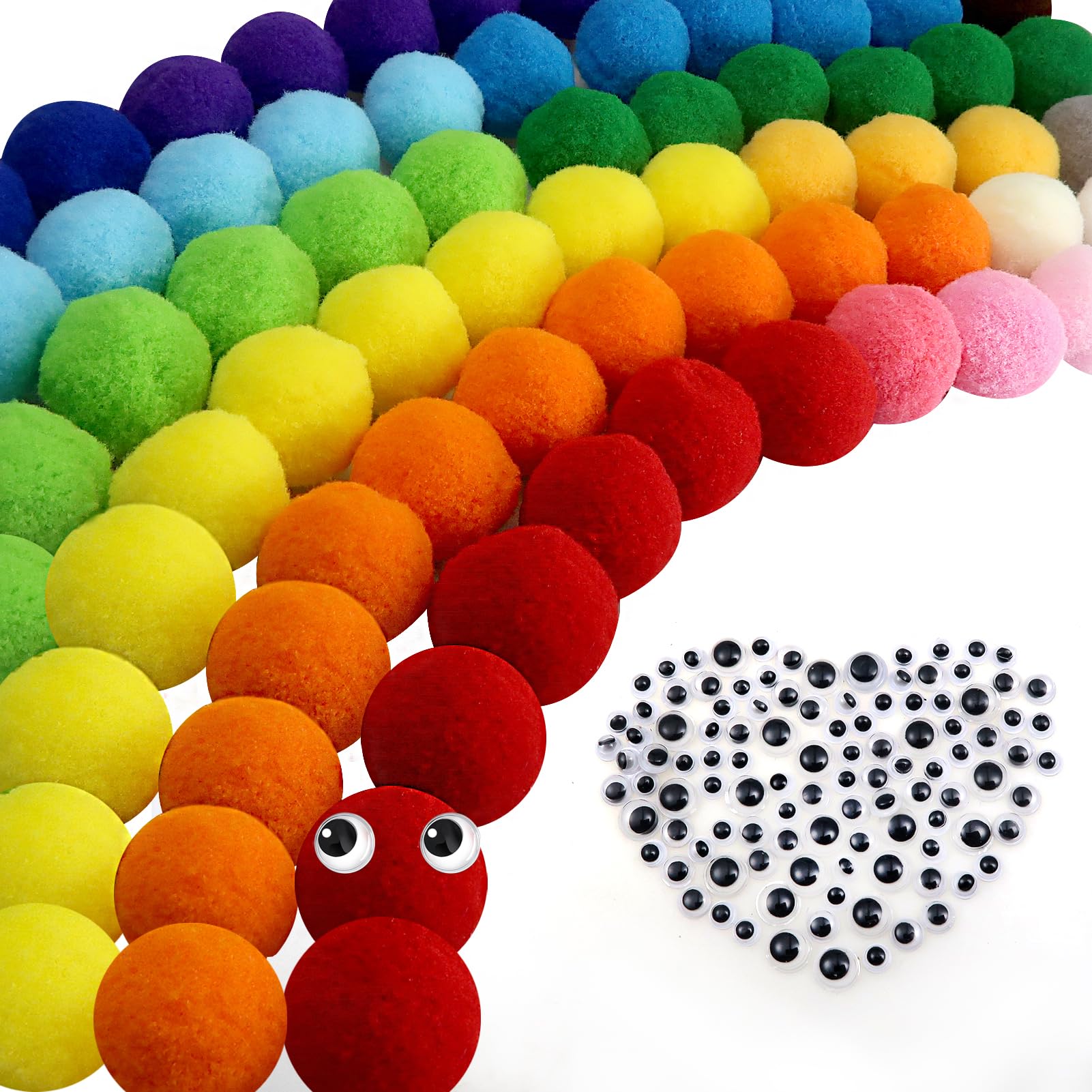 Pon Pon 2000 Pompon Colorati Mini Per Fai Da Te - Diametro 10 Mm, Per Decorazioni, Ghirlande, Accessori Set Pompon Per Progetti Creativi