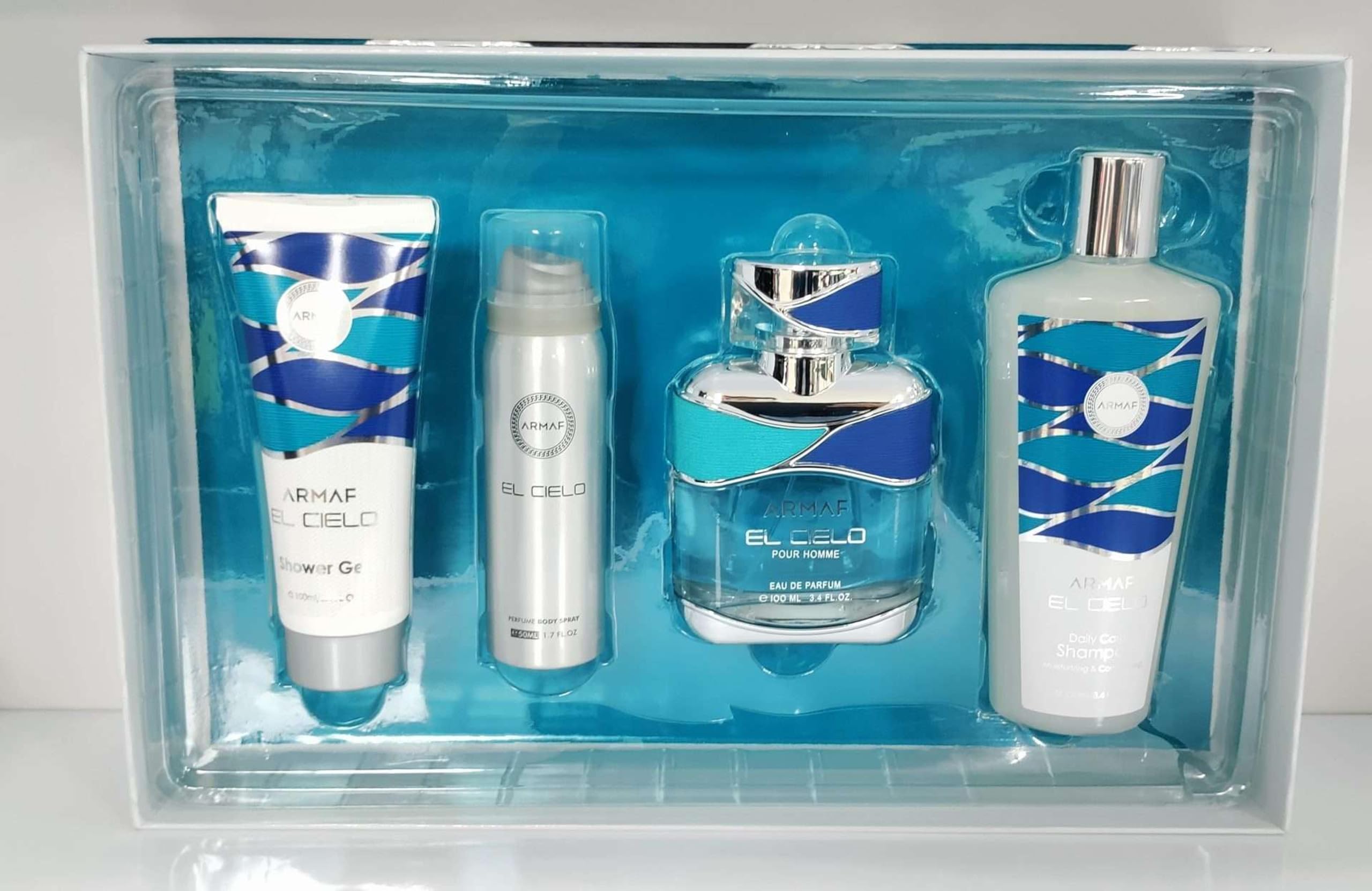 Armaf El Cielo 4 Piece Gift Set for Men: 3.4 Eau De Parfum Spray + 1.7 Body Spray + 3.4 Shower Gel + 8.4 Shampoo