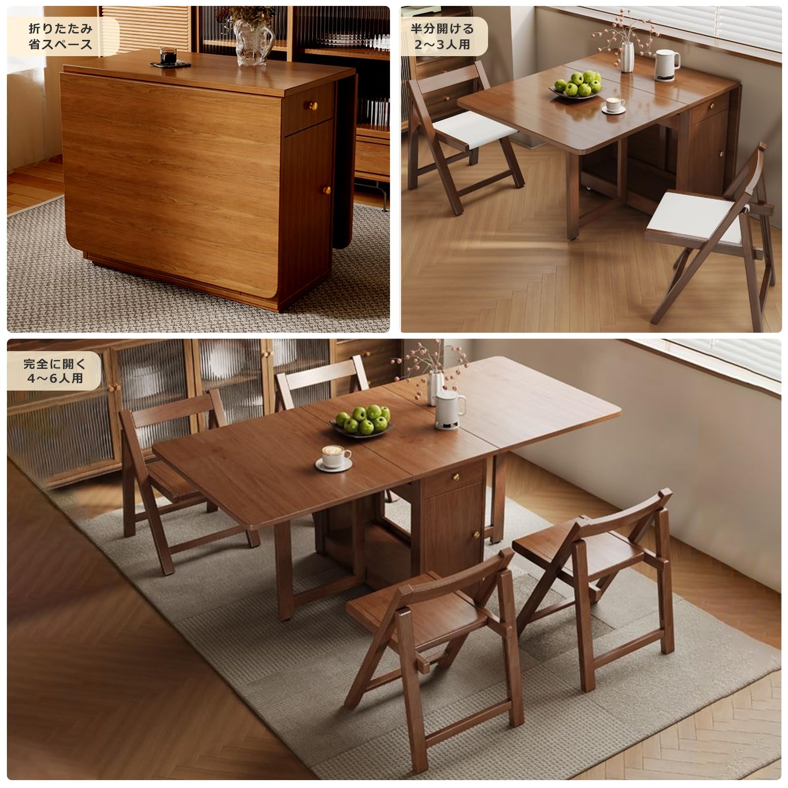 AOVOCO ダイニングチェア 折りたたみ 木製 完成品 2脚セット ナチュラル AOVOCO ダイニングチェア 折りたたみ 木製 完成品 2脚セット