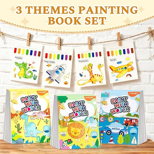 Vista 4 de YPLUS Libros de pintura con agua para niños pequeños, juguetes de manualidades, papel de pintura de acuarela, regalo para niños de 1 a 3, 2 a 4, 4 a